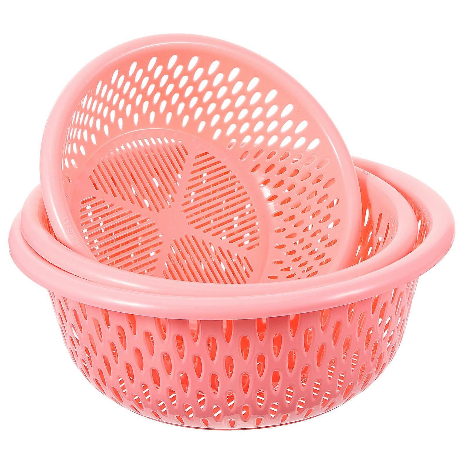 Fruit Strainer Home Kitchen Drain Baskets For Washing Vegetables Blue Plastic Storing Fruits and Vegetables 3Pcs