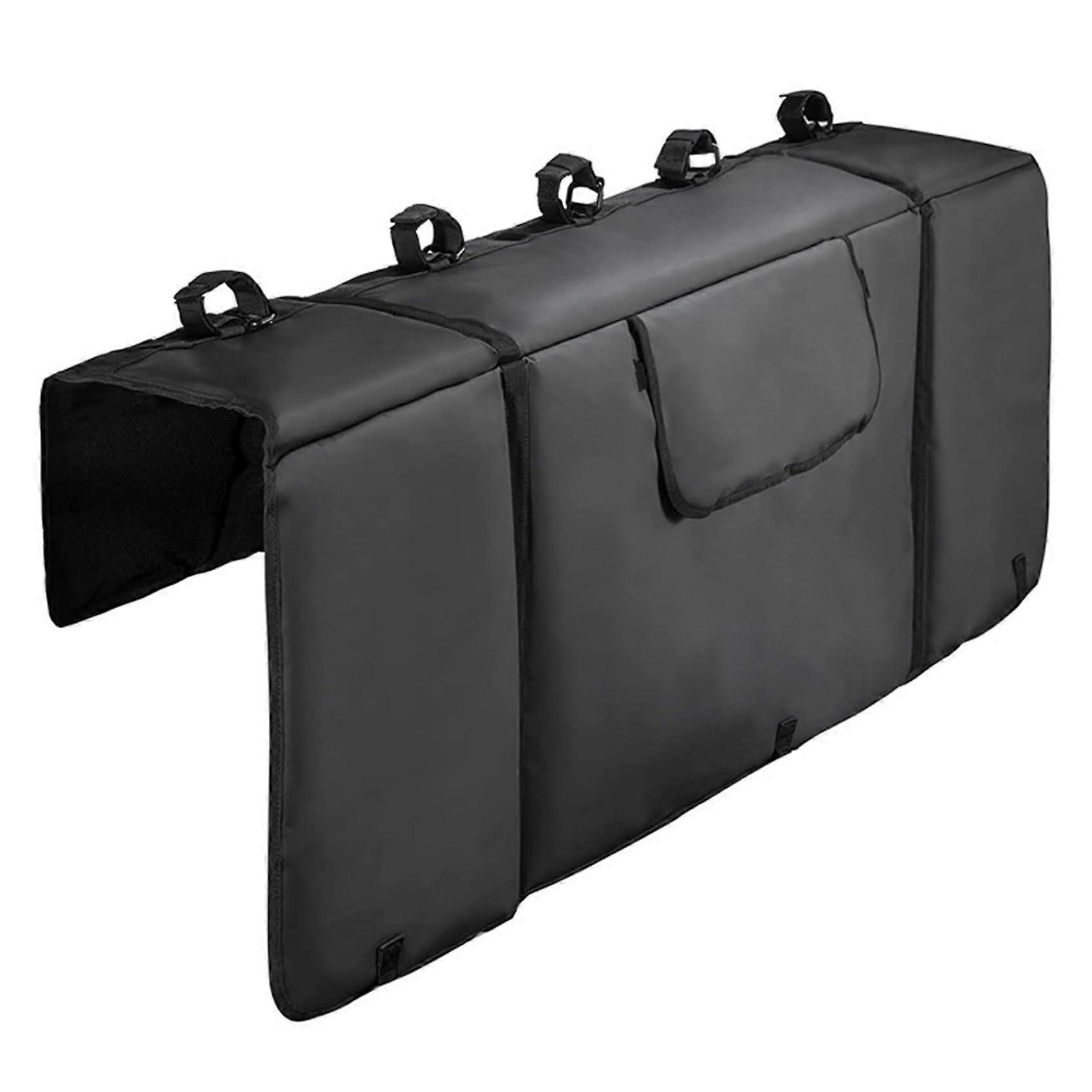 Bike Rack Tailgate Pad For 5 Bikes, 52 x 16 x 8 In, Oxford Fabric, Scratch Resistant, With Straps And Pocket, Black