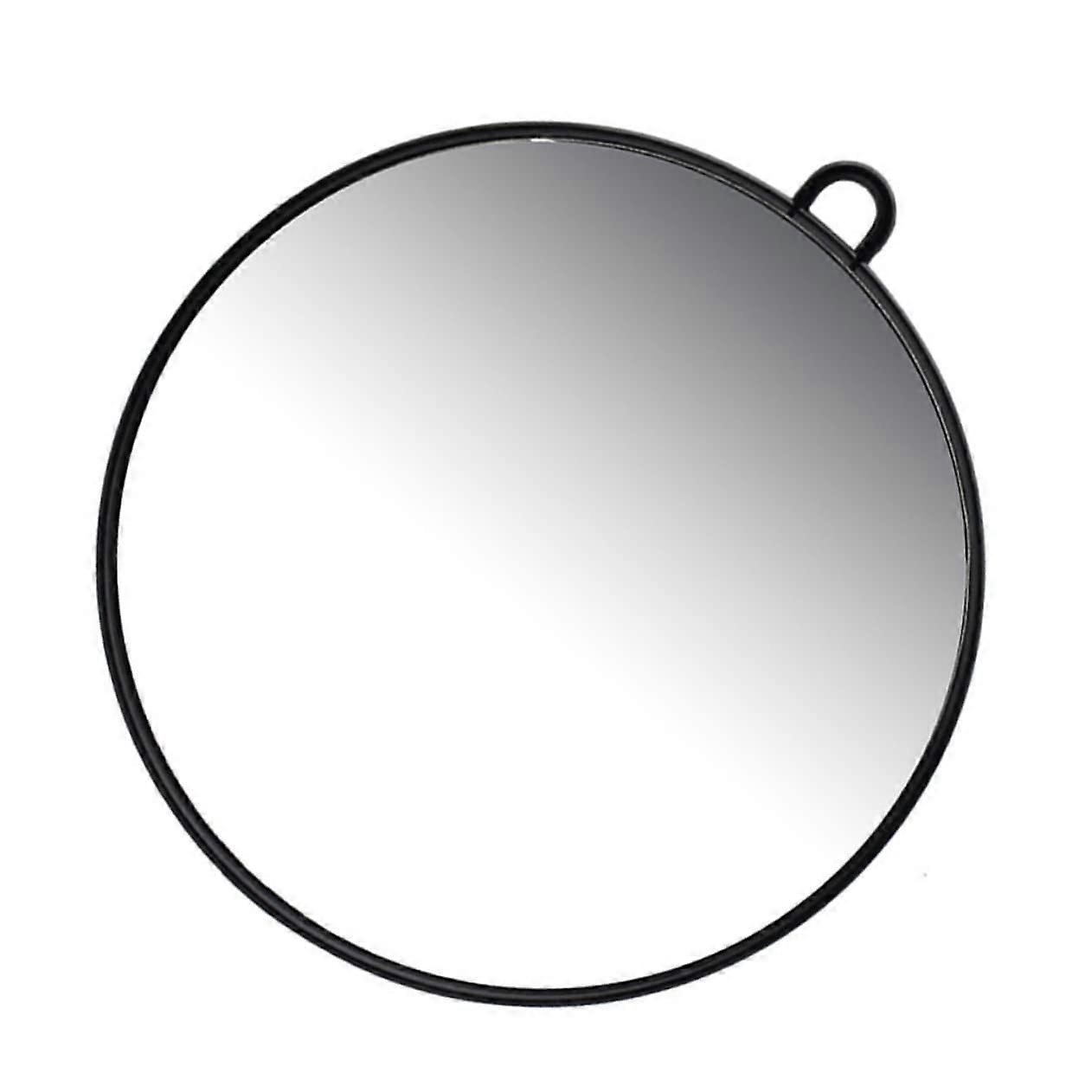 Round Hairdresser Mirror Handheld For Rear View Lightweight Black Portable For Makeup Styling At Home Or On The Go