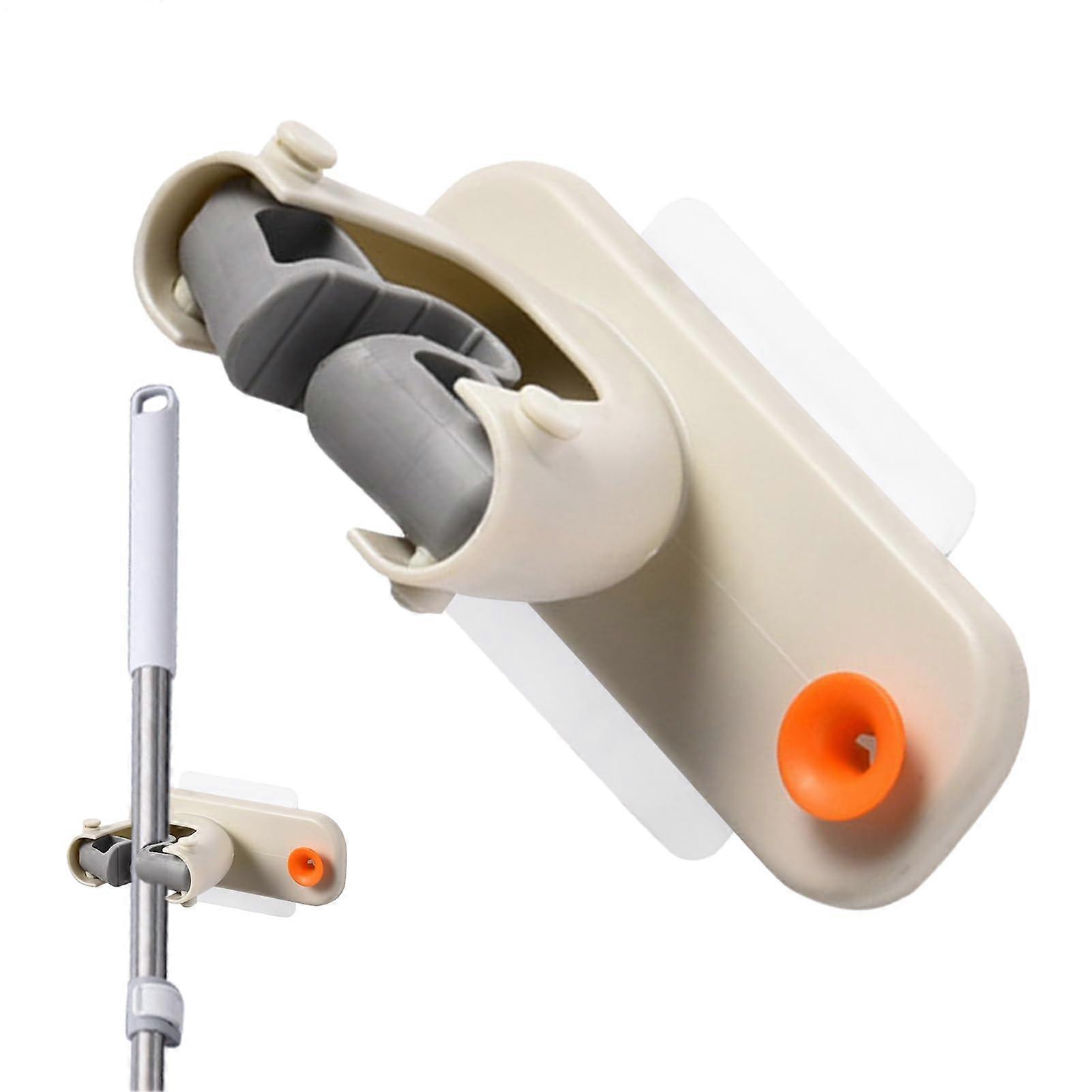 wallmounted broom holder, highperformance adhesive rack for garage laundry room beige