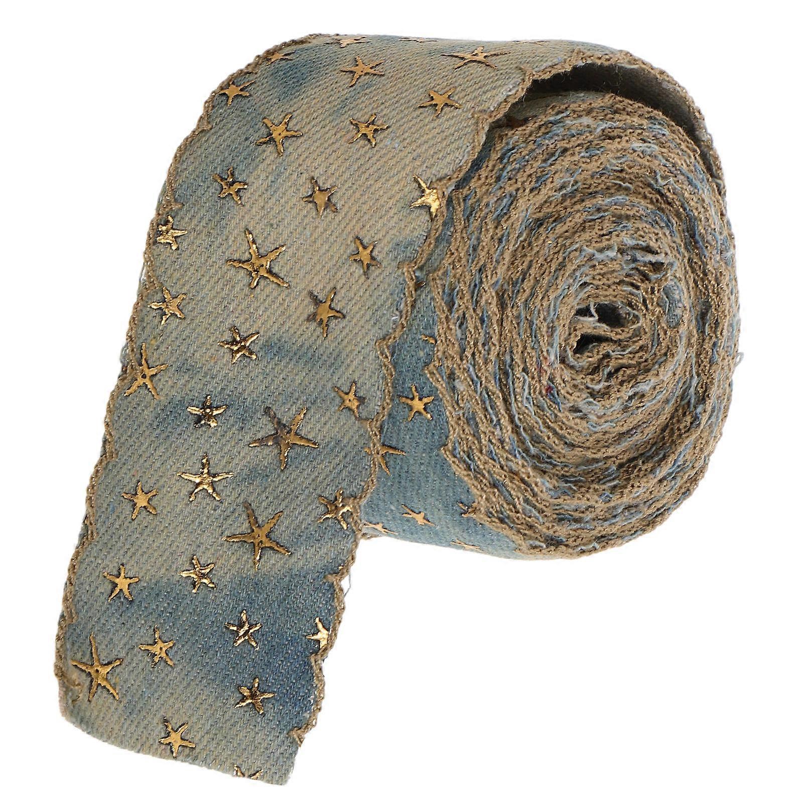 Star Pattern Ribbon Vintage Design Diy Craft Present Box Wrapping Multi 143.44X1.49X0.08IN 1 Roll