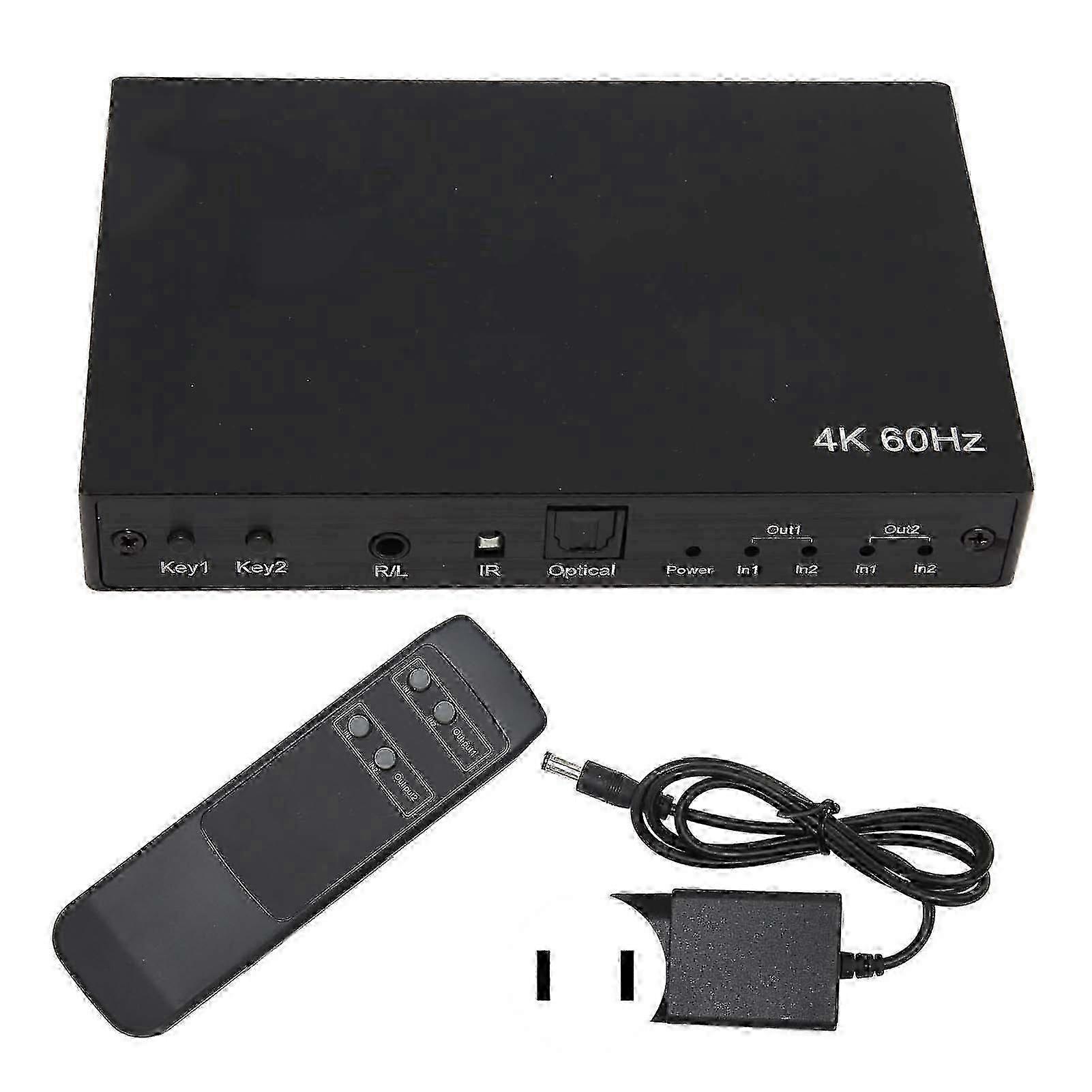 4K 60Hz HD Multimedia Interface Switch Splitter 4K 3D 1080P HDCP2.2 HDR 10 2x2 HD Multimedia Interface Switcher 100?240V US Plug