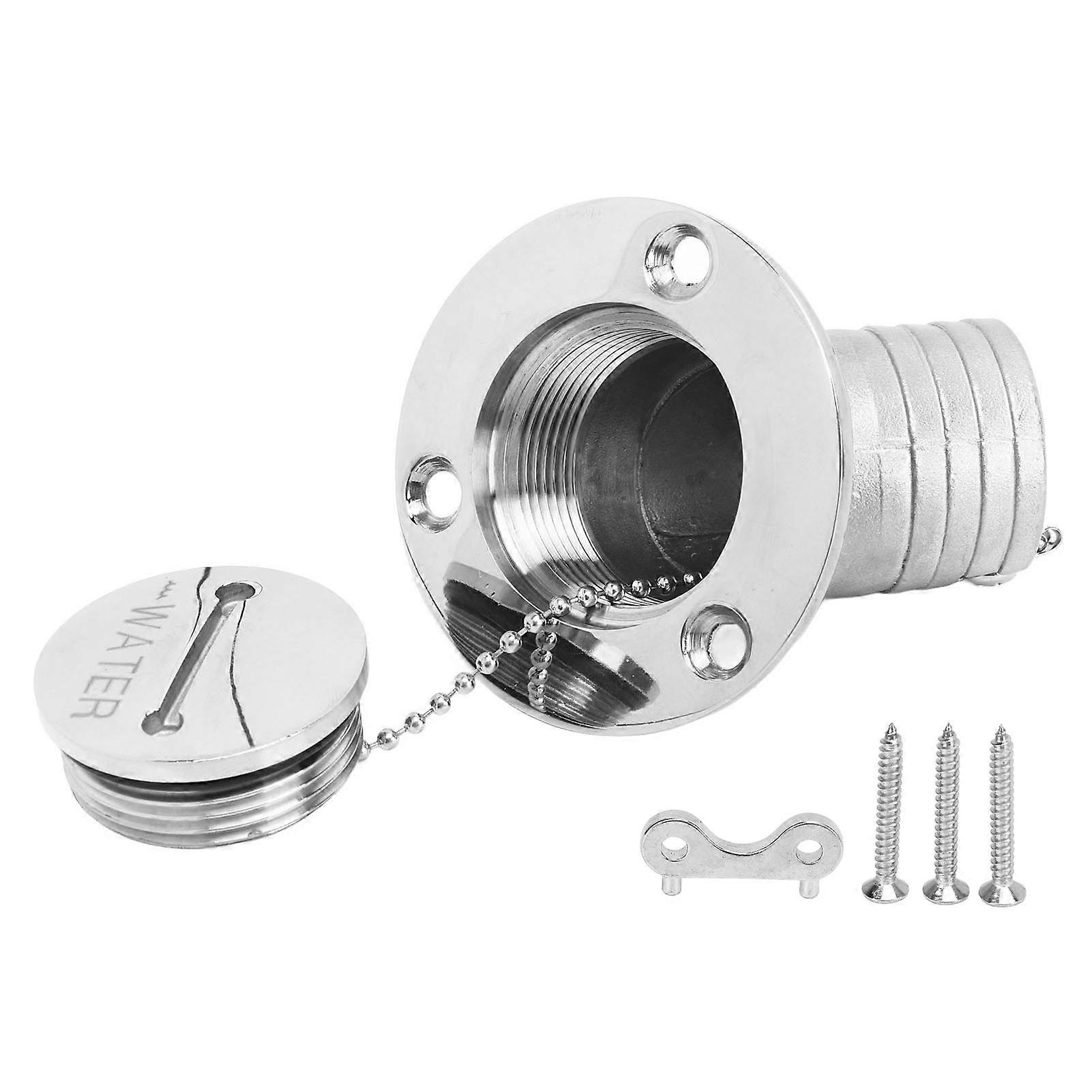 Boat Deck Filler Cap with Key Cap, Stainless Steel Marine Hardware for Yacht RV, 45 Degree, 1.5in, 38mm, Water