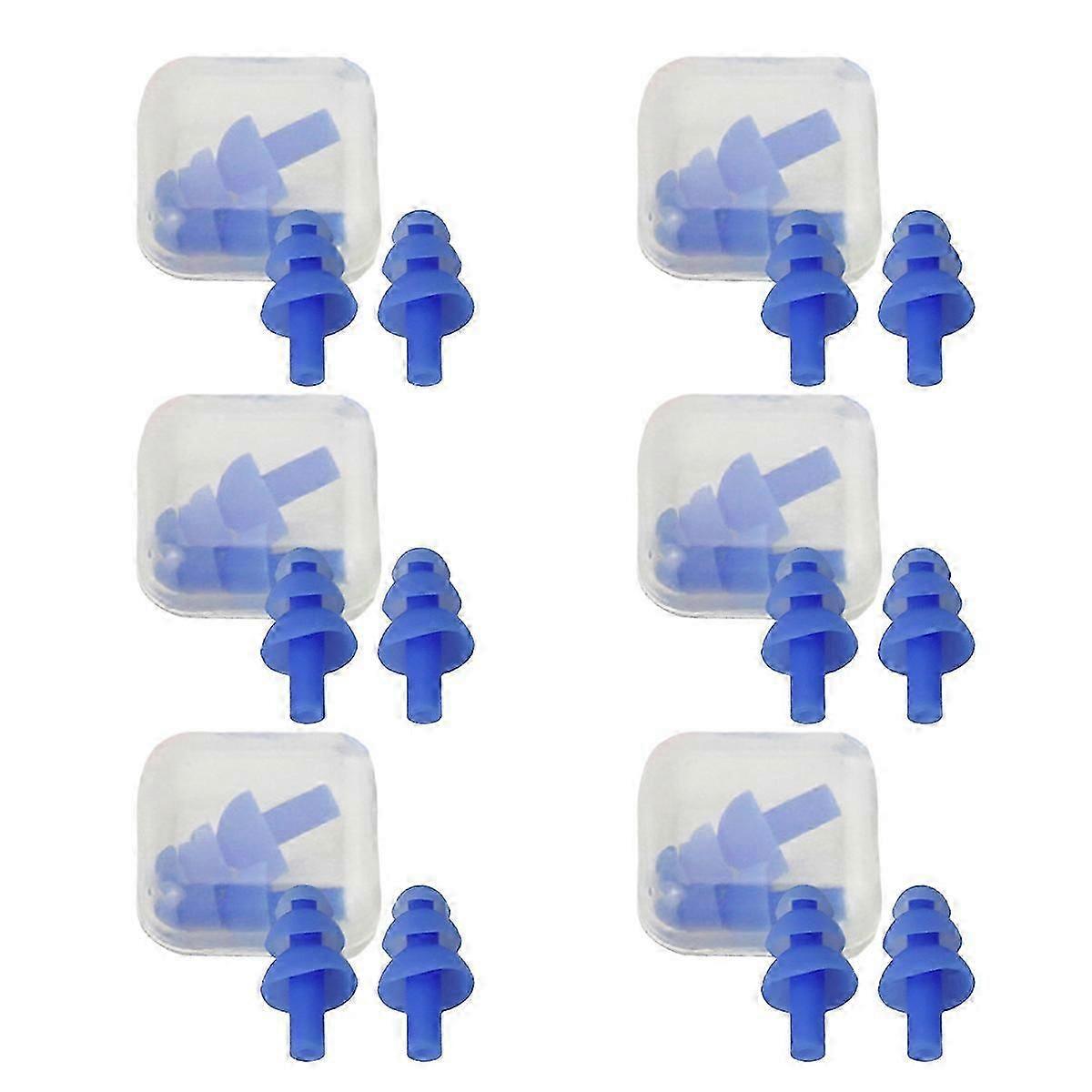 Silicone Swimming Earplugs, 6 Pairs with Case