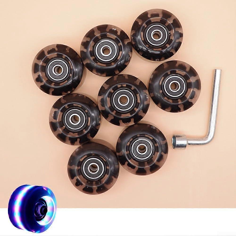 8 x Iridescent Luminous Wheels for Roller Skates Designed for Optimal Performance on Quad Bikes and Boards (Pink, Blue, Green)