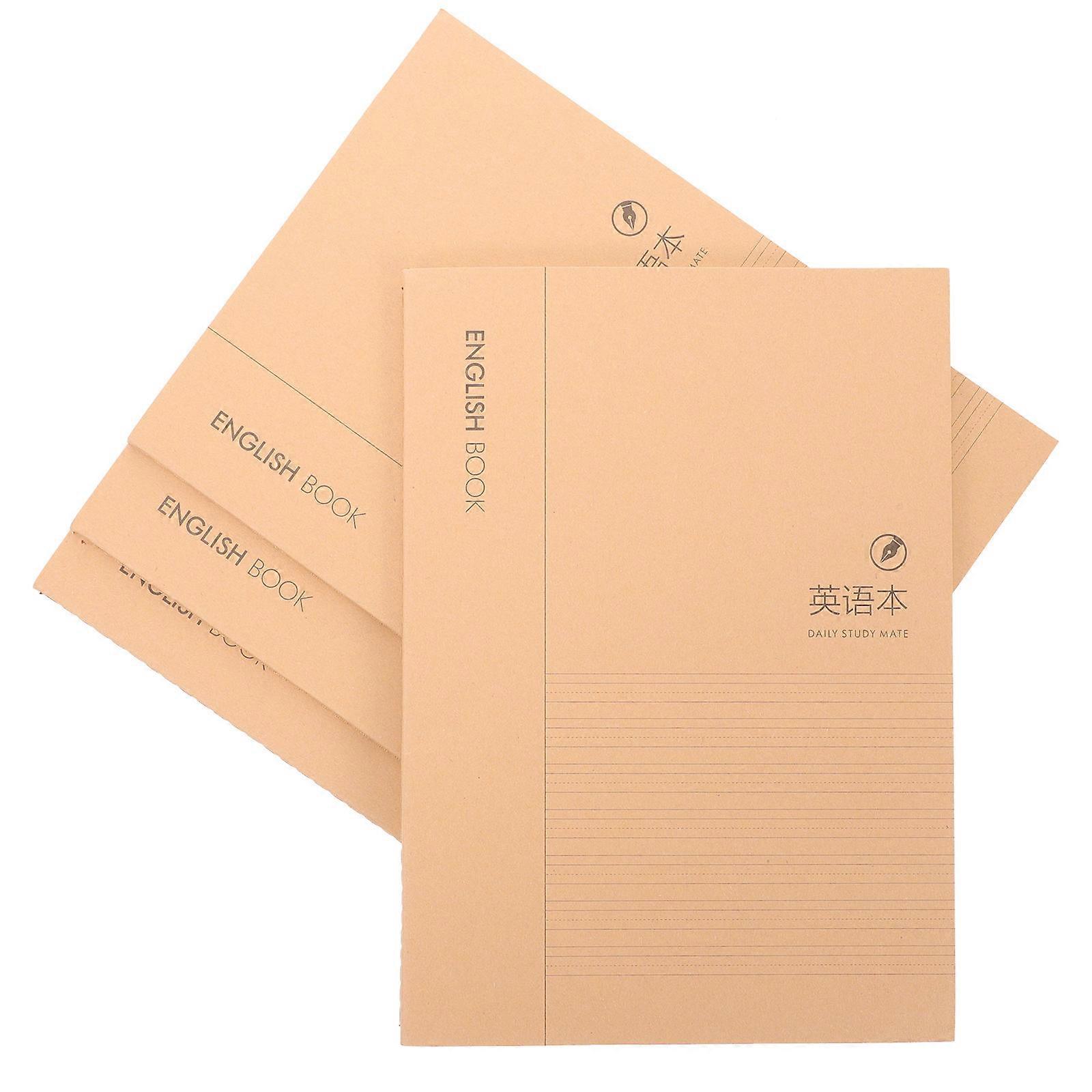English Practice Notebook with Paper for Writing Use Beige Color Protects Eyes 4 Pieces