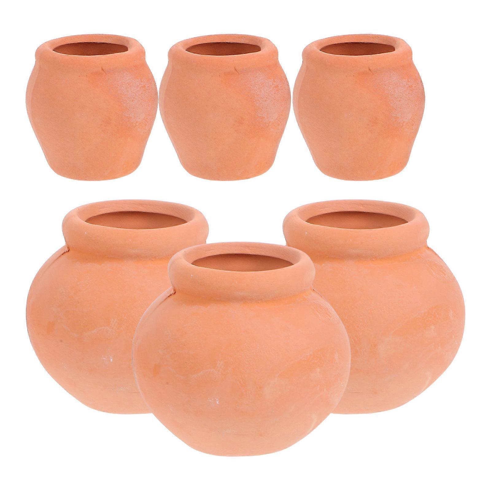 6pcs Mini Terracotta Pots for Succulents, Seedlings & Small Plants – Breathable Clay Planters, Space Saving Design for Desk, Office & Decoration