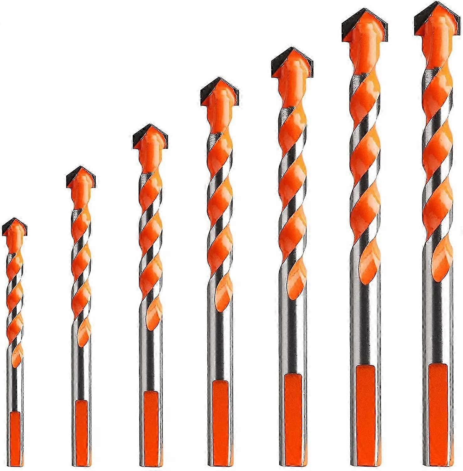 7 Pcs Tungsten Carbide Masonry Drill Bits, Multi-Material Drill Bit Triangle Metal Drill Bits(3/4/5/6/8/10/12mm)
