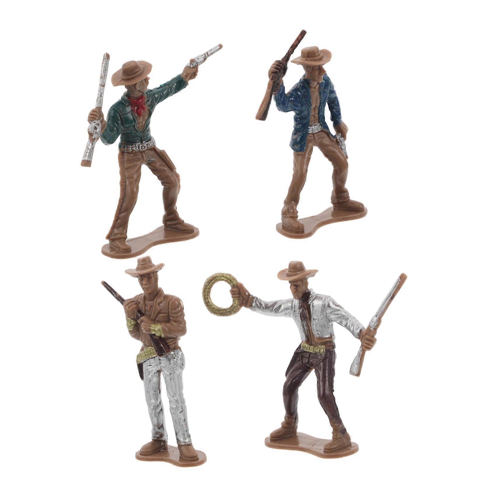 Cowboy Figures Set of 4 for Western Theme Events, Detailed Cowboy Models for Collectors, Parties, and Decor