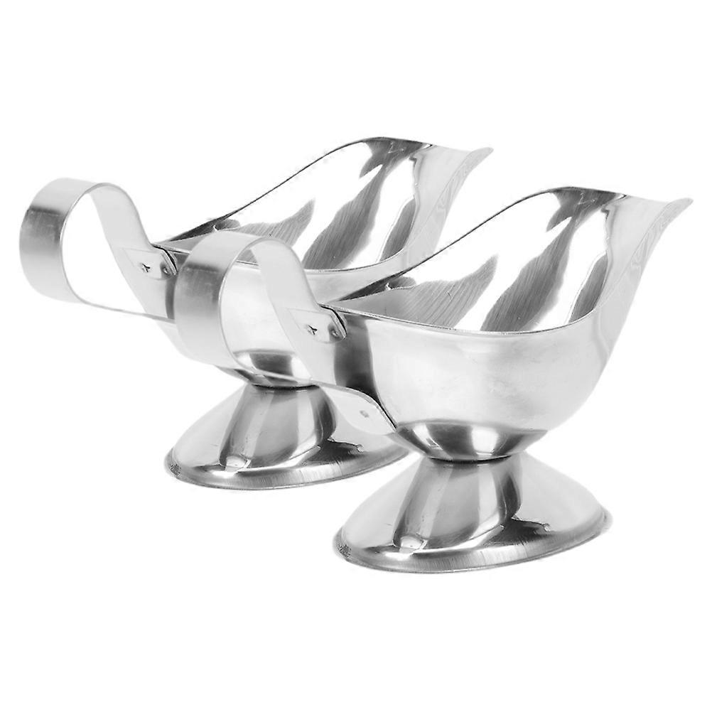 Serving Hot Contents Sauce Pitcher Stainless Steel for Bars and Parties 2Pcs