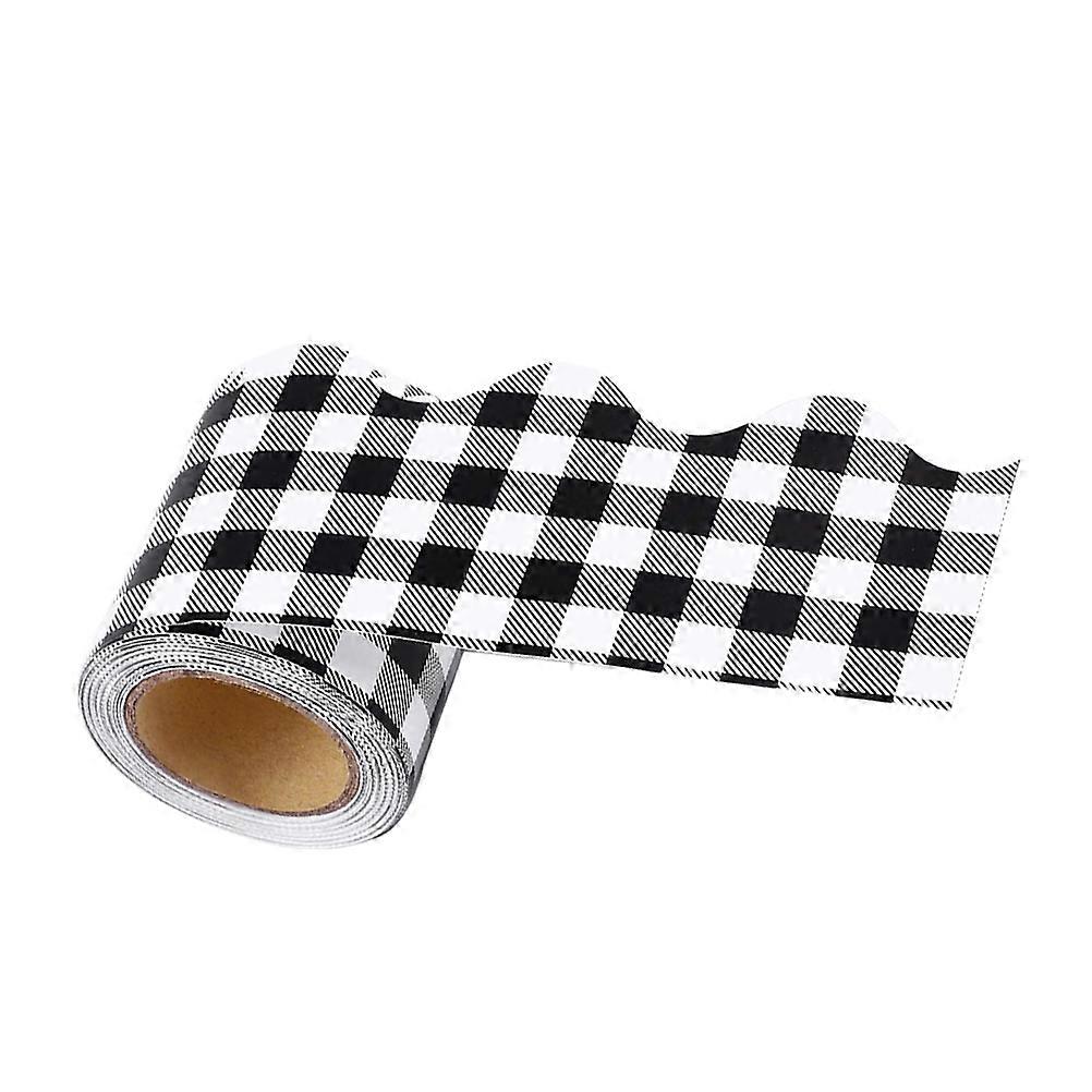 Adhesive Bulletin Board Trim Paper Grid Pattern Border Sticker for Classroom, Office, DIY Crafts & Party Decorations (1 Roll)