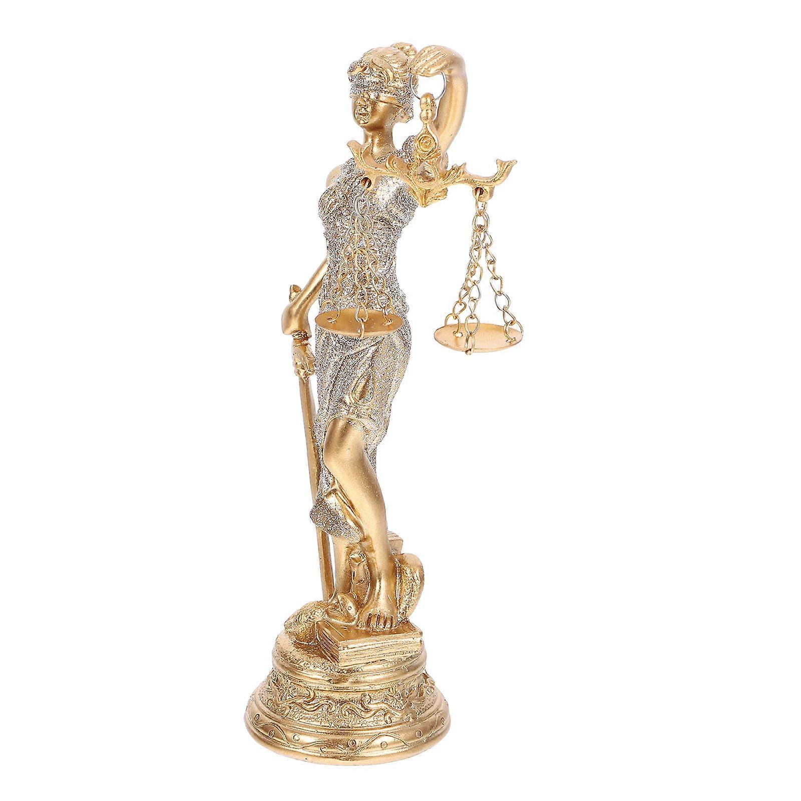 Lady Of Justice Statue Golden Conical Design For Professor's Desk 1Pcs