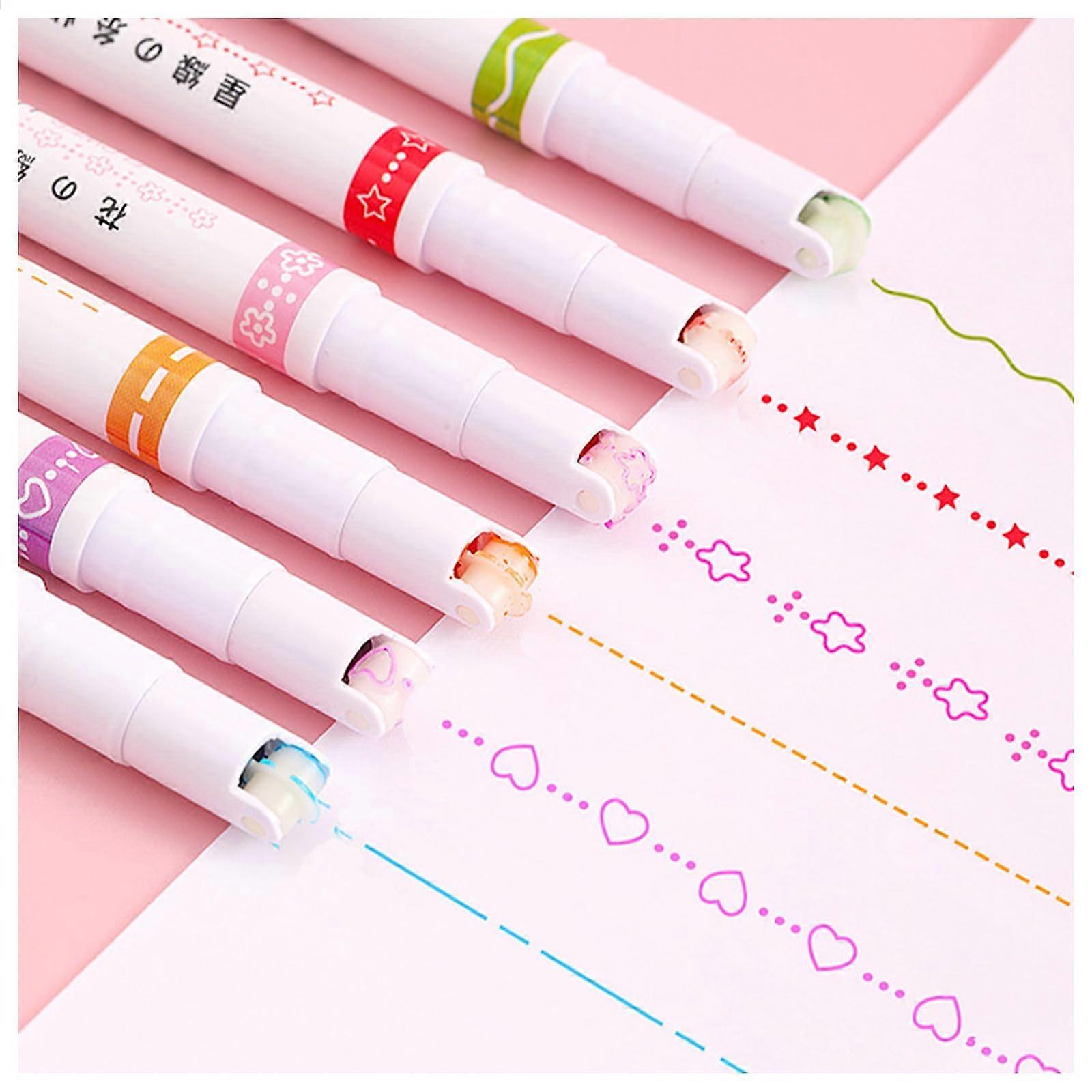 Highlighter 6-Piece Curve Highlighter Set, Quick-Dry Ink, Glitter Pastel Fineliner and Marker for Notes Diary, Nibs