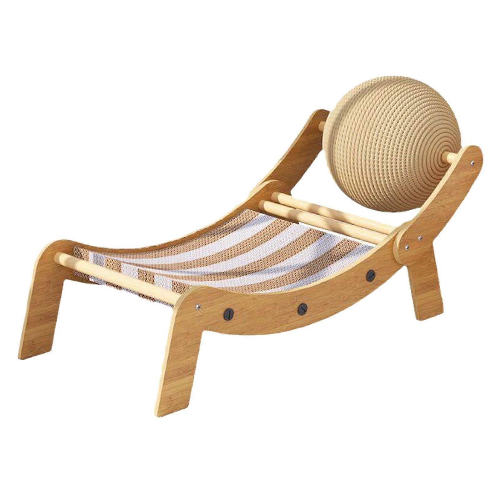 Cat Lounge Chair Corrugated Paper Pet Furniture With Scratch And Toy Ball, 28.7 X 62.5 X 25.6 Cm, Portable For Balcony