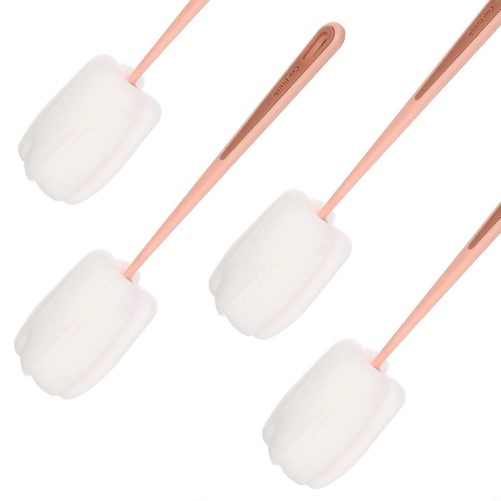 Water Bottle Cleaner Portable Bottle Brush Pink Sponge Material 4Pcs