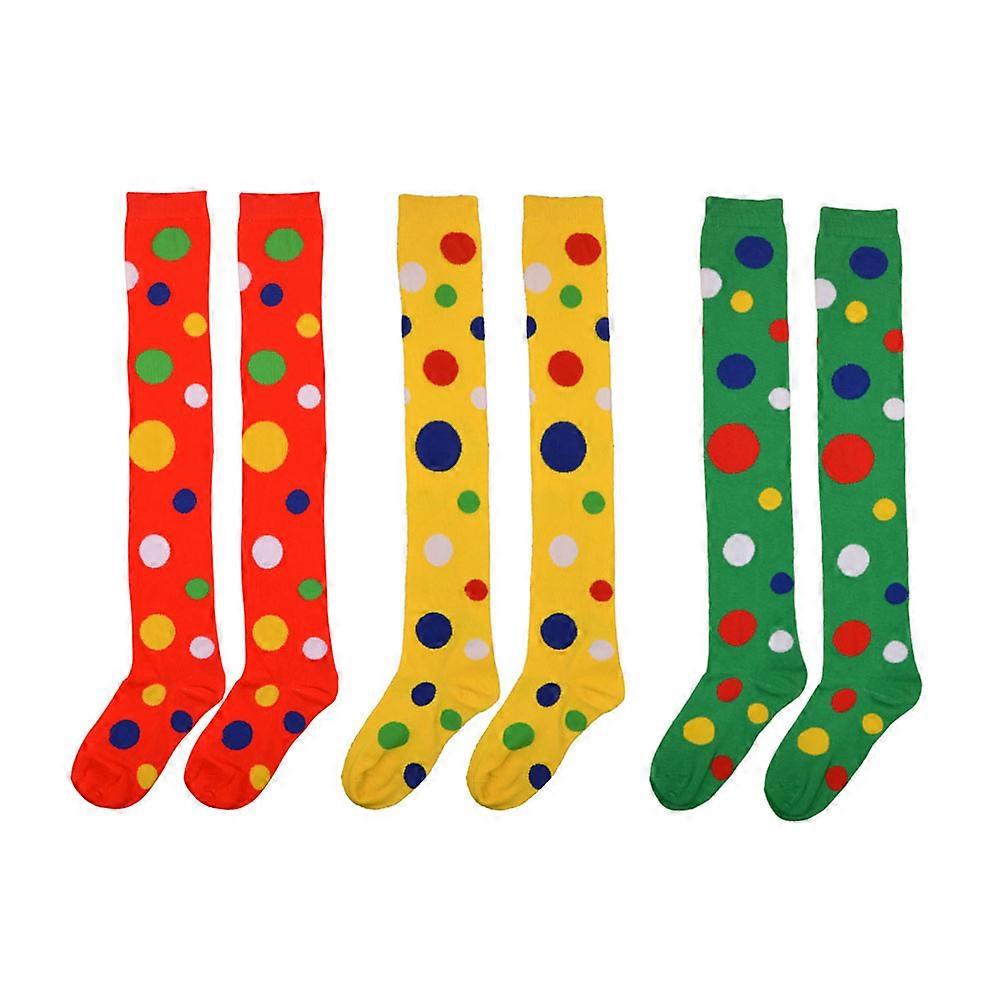 Over The Knee Socks For Women Clownssocken Stage Performance Anti-Slip Elastic Texture 3 Pair