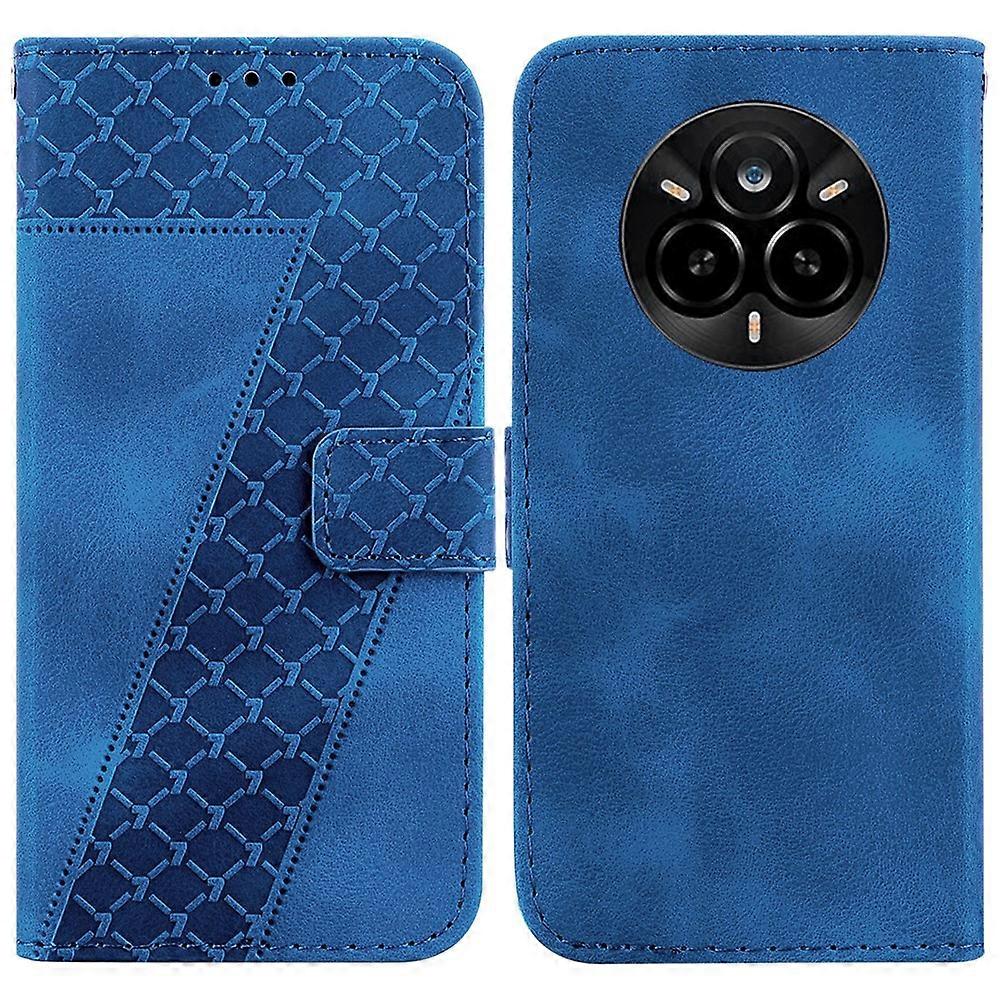 متوافق مع Realme 14 Pro 5G غطاء حامل بنقشة 7 شكل غطاء هاتف جلدي بصمة