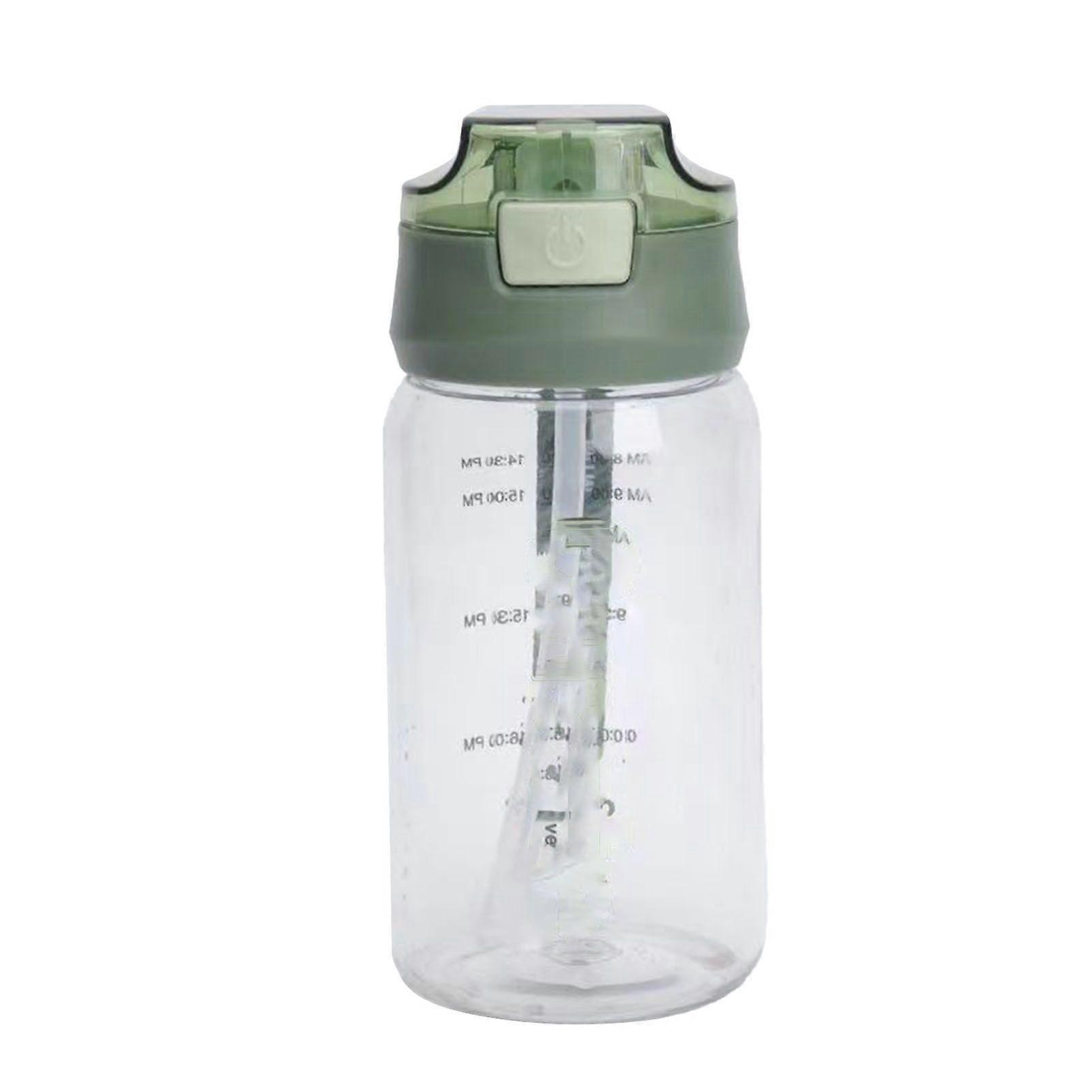 520ml Water Bottle Plastic Time Markers Drop Proof with Carrying Strap Straw Drinking Bottles for Fitness Sports YMHC
