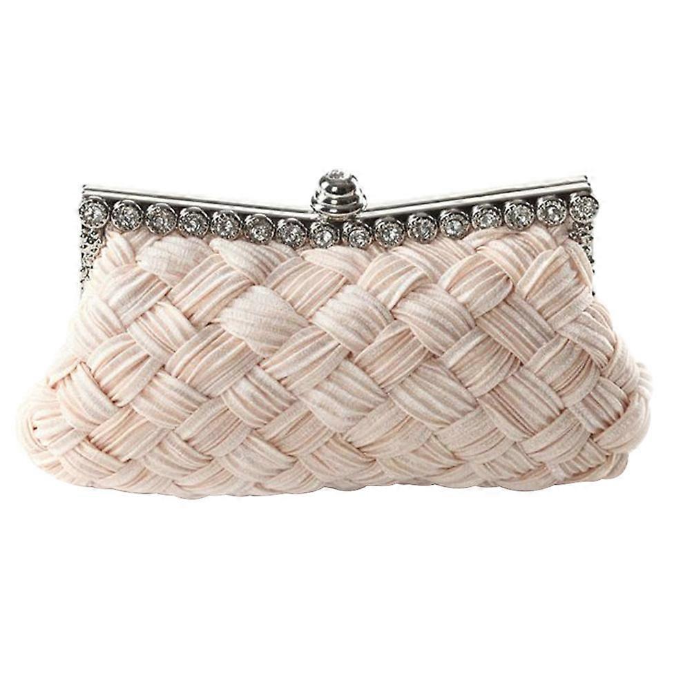 Clutch Bag For Lady Beige Rectangle Style Elegant Glamorous Large Capacity Evening Cocktail Party 1Pack