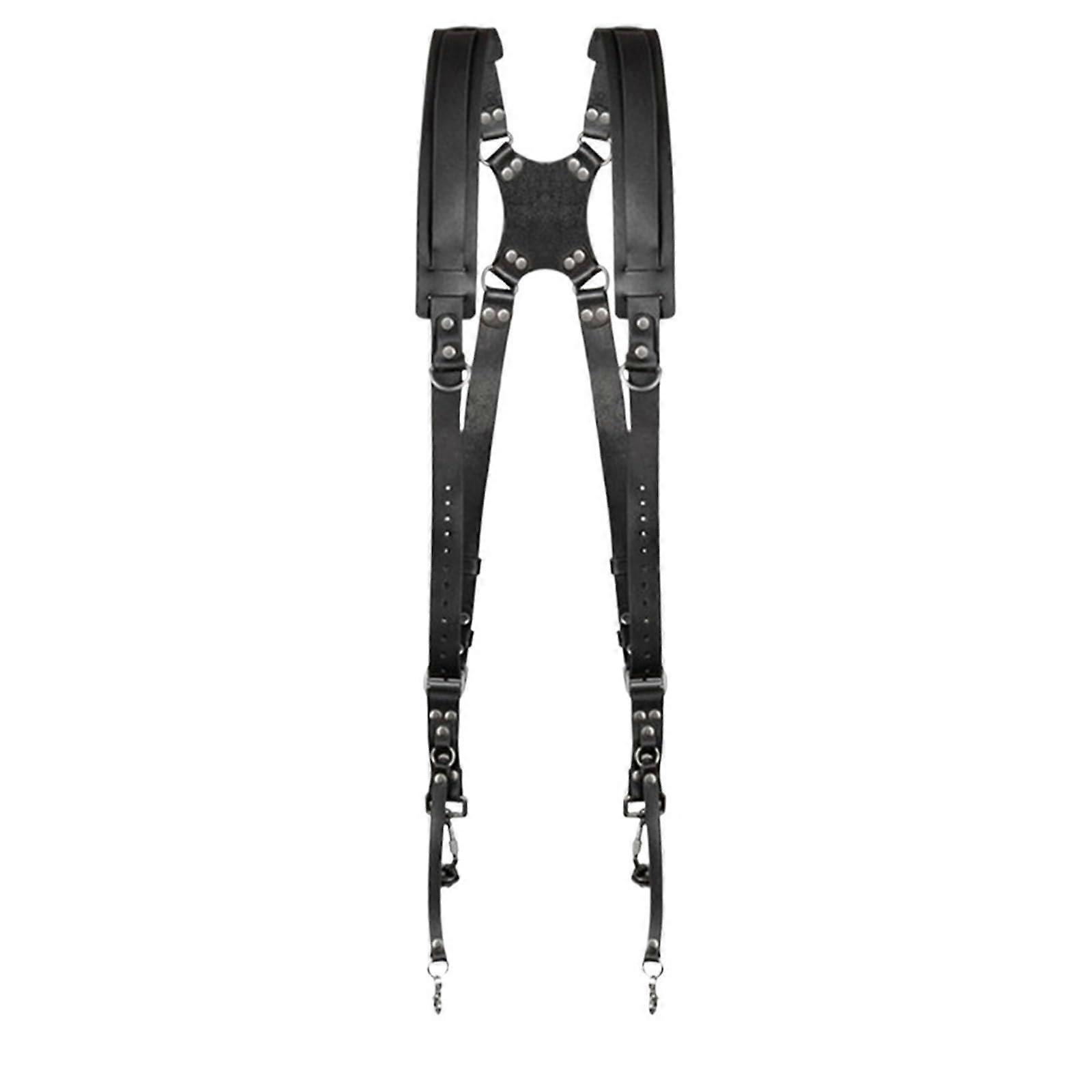 Double Camera Strap, Adjustable Leather Shoulder Straps for Camera (Black)