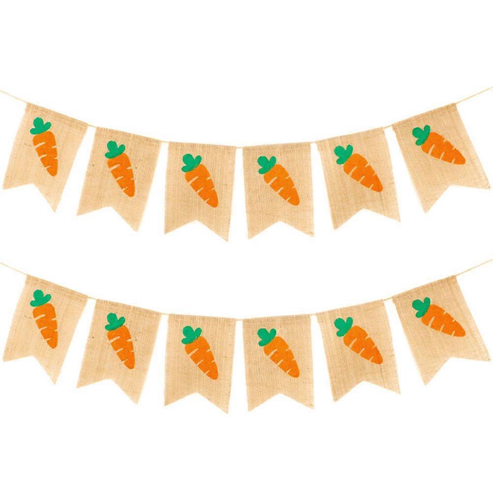 Easter Hanging Flag Linen Assorted Color for Decor with Rich Elements 2Pcs Reusable