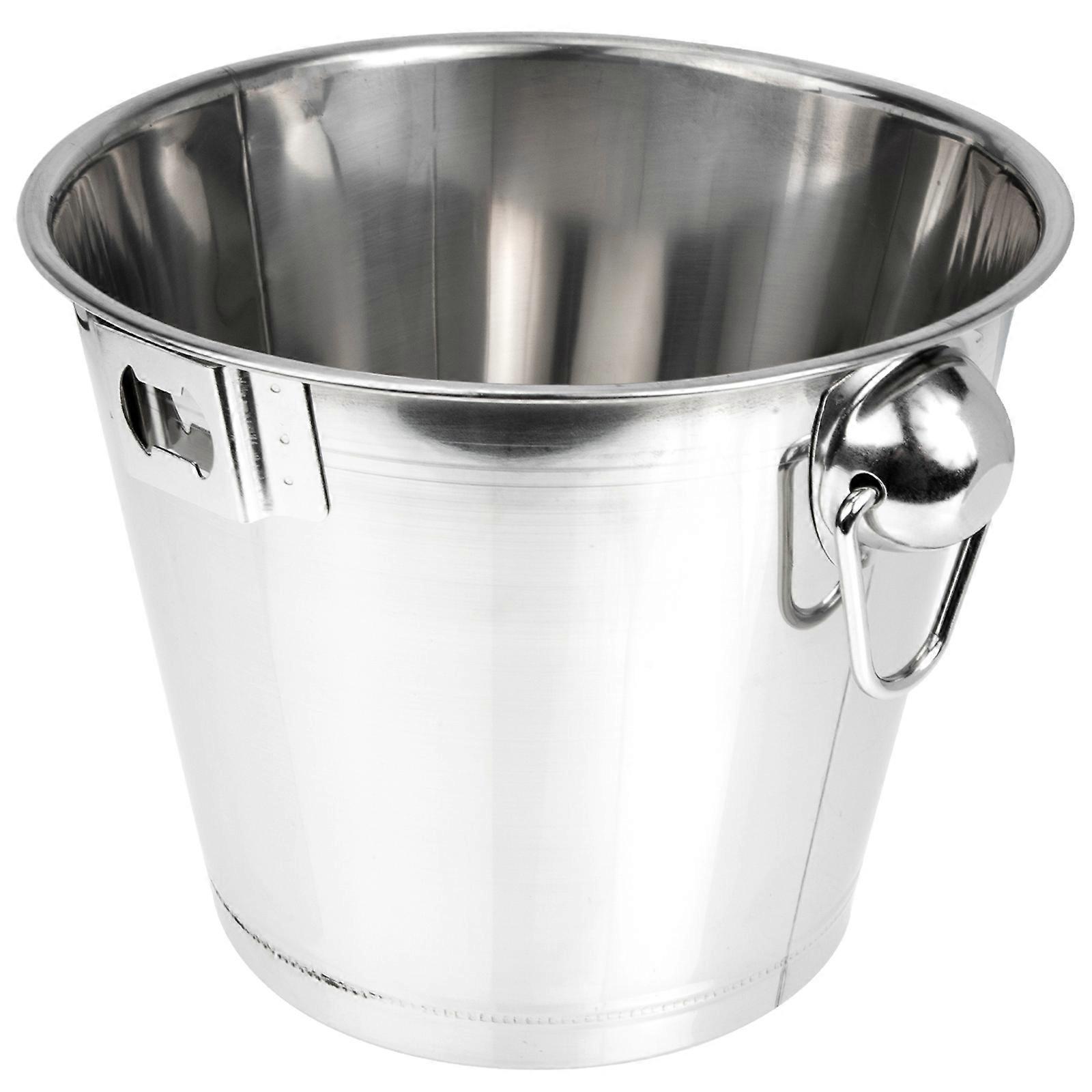 Elegant Steel Ice Bucket for Storage Use Silver Color with Double Handle Design Fits Most Occasions 10.5 Inches