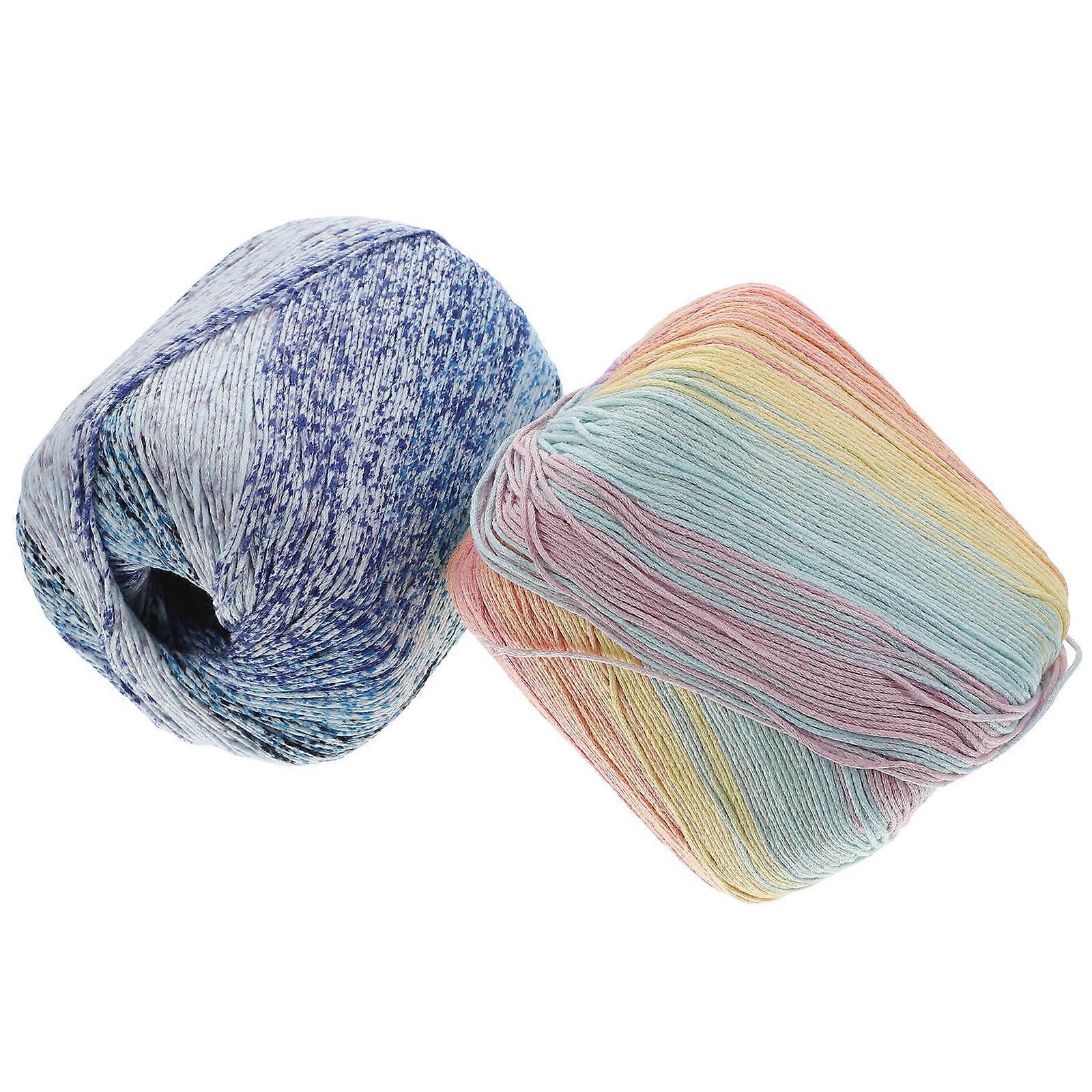 Bulk Cotton Yarn Handcrafts Craft Yarns Multi Color Dyeing Knitting Materials 2Pcs