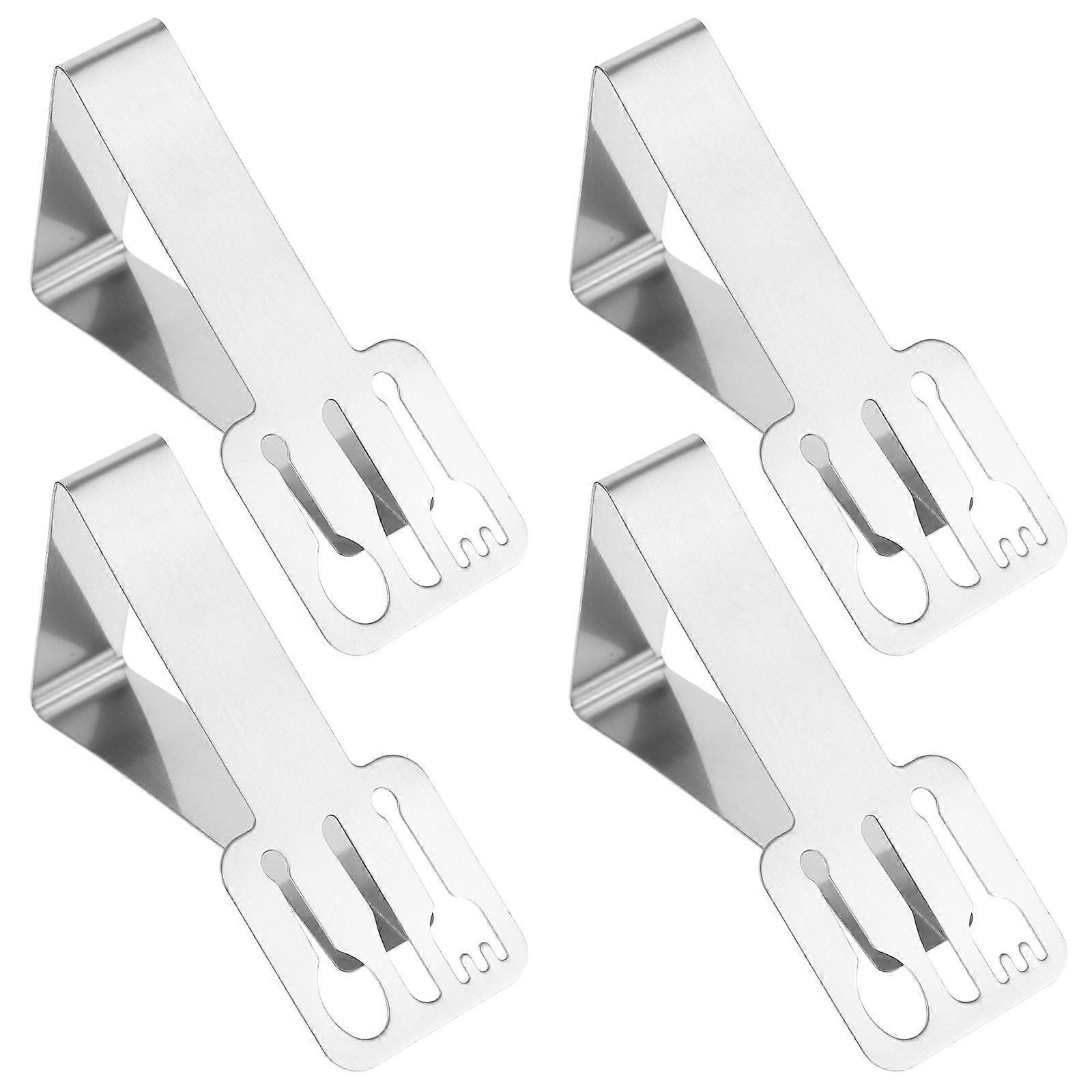 Stainless Steel Tablecloth Clips for Kitchen Silver Color Keeps Cover in Place 4 Pieces Triangle