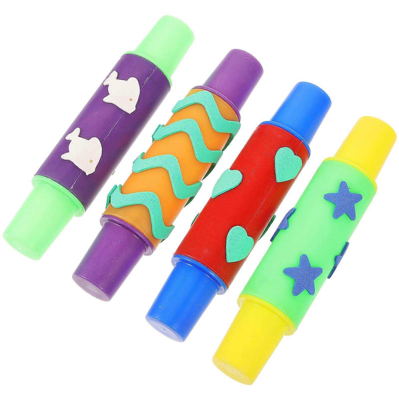 4Pcs Kids Painting Tools Brush Roller Sponge Paint Set