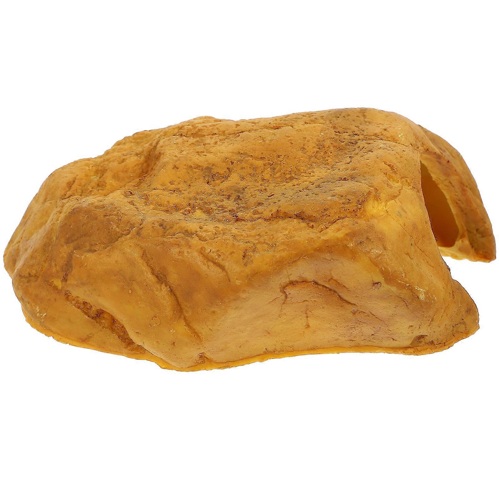 Reptile Shelter Sleeping Cave Resin Reptile Tank Cave Basking Platform Reptiles Small Pets Stone Shape 1Set