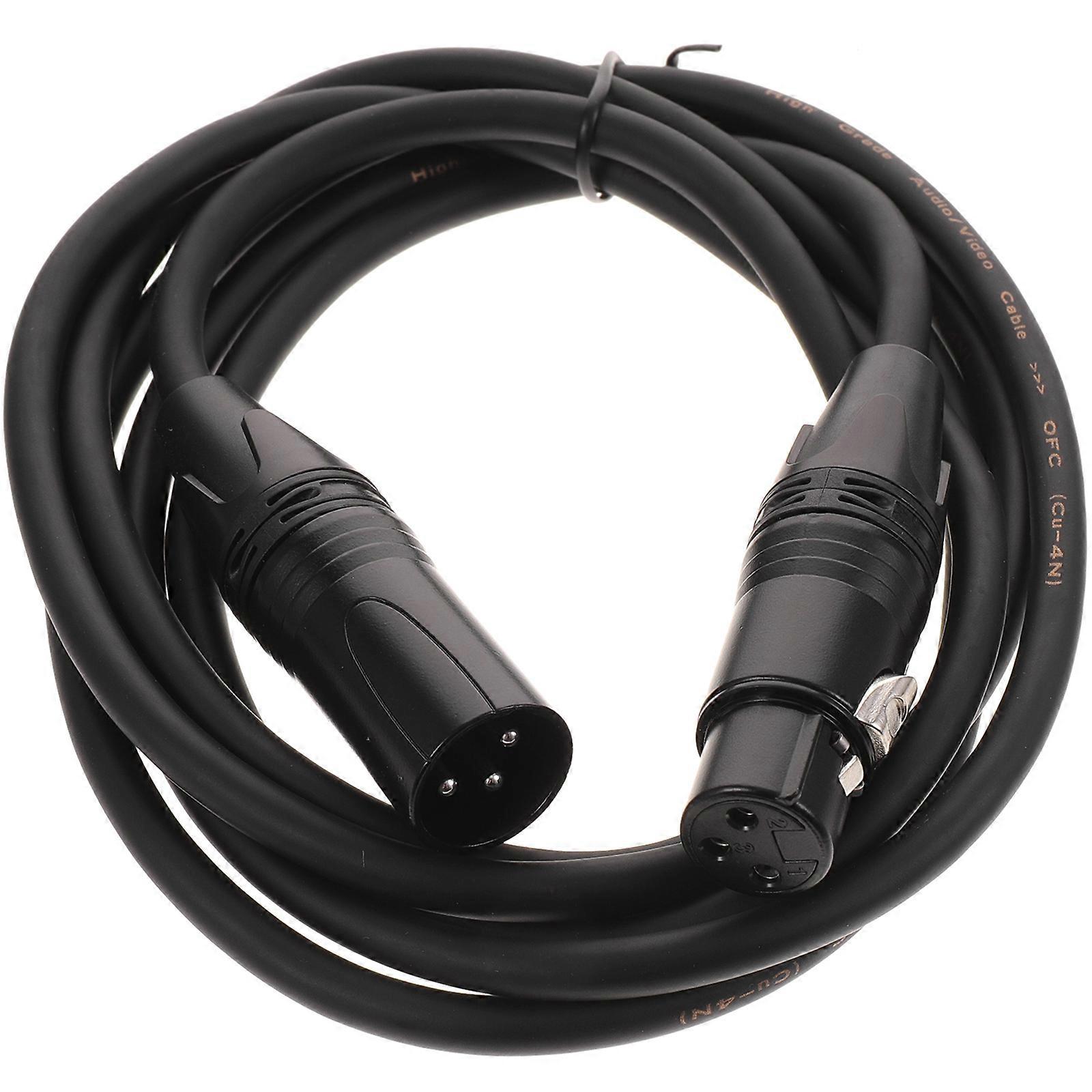 Replacement Audio Cable Microphone Connection Recording 200cm Black Fine Copper Wire Twisted 1Pcs