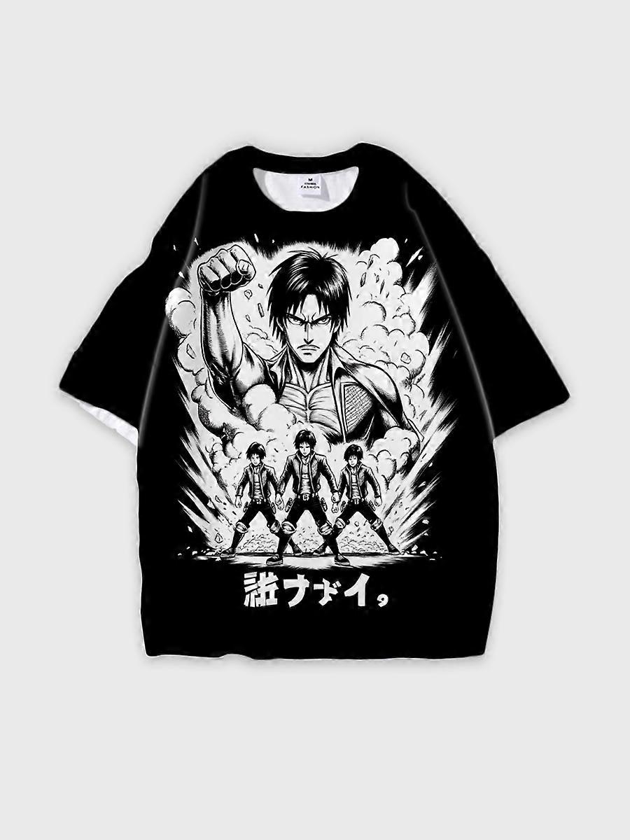 T-shirt round neck Character Pattern loose short sleeve P2140