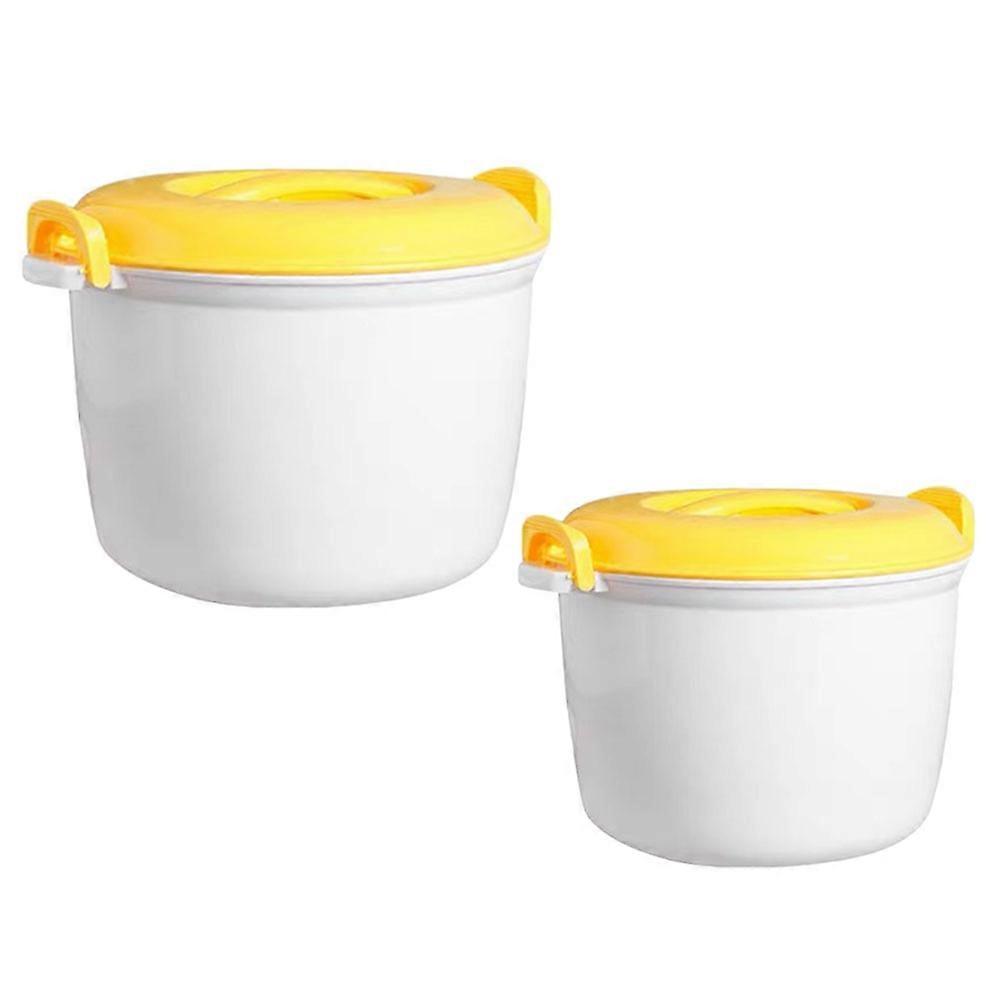 Microwave Rice Cooker with Top Handle for Easy Carrying Made of Plastic Yellow Color 2Pcs