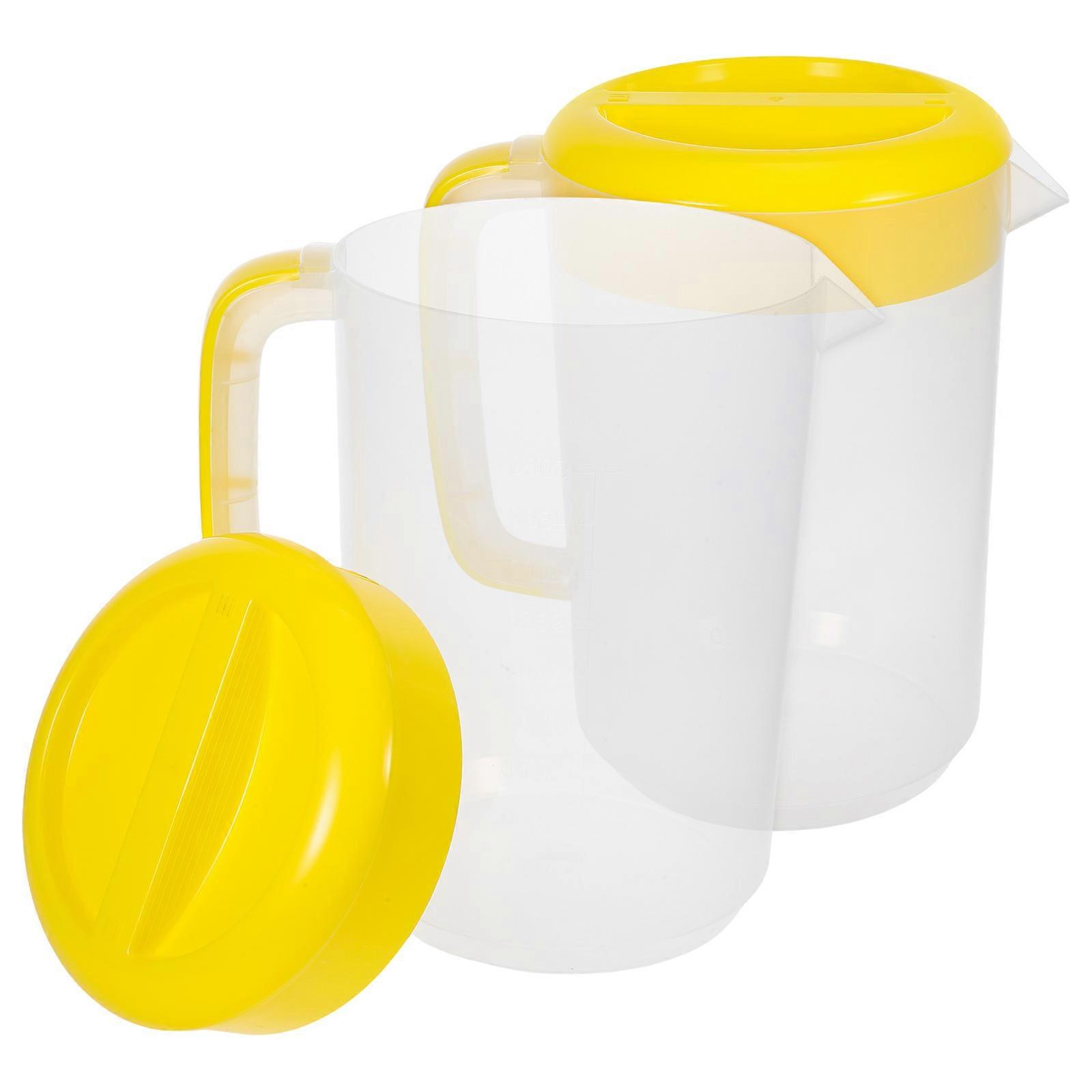 Plastic Water Pitcher with Measurement Marks and Lid for Cold Beverages – Lightweight Juice and Ice Tea Pitcher for Camping, Parties, and Fridge