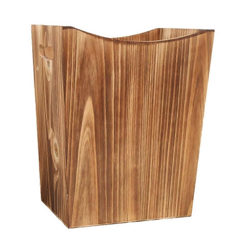 Optimal Capacity Rectangular Wooden Trash Bin Multi Purpose Farmhouse Style Wastebasket Elegant Nordic Design for Bedroom Living Room Office Use