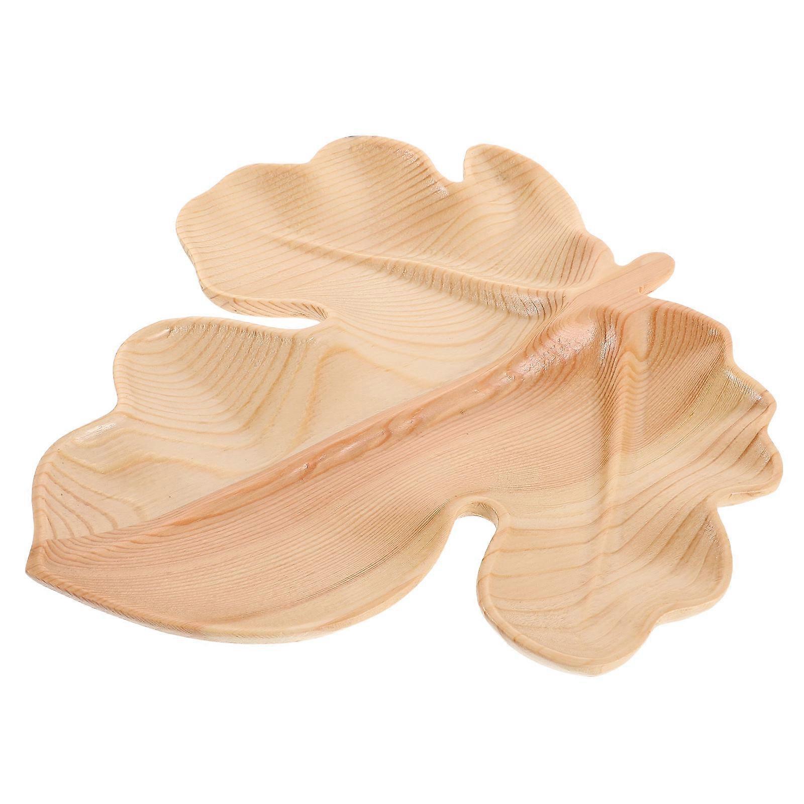 Artistic Maple Leaf Shaped Wooden Serving Tray for Desserts, Fruits, and Snacks – Rustic Decorative Tray for Home Parties and Seasonal Table