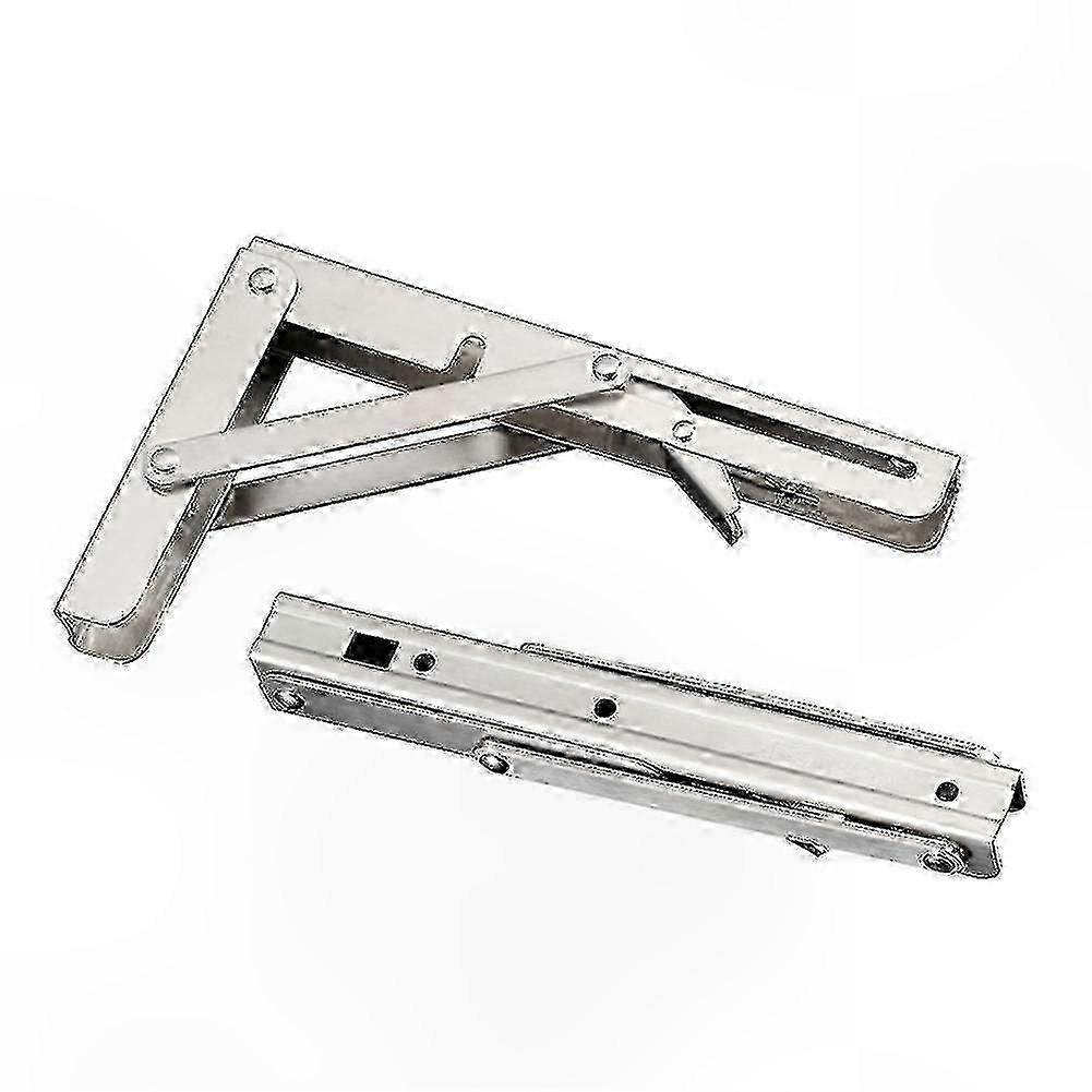 Heavy Duty 200kg Capacity Folding Shelf Bracket for Table or Bench Setup - Set of 2 Stainless Steel Supports