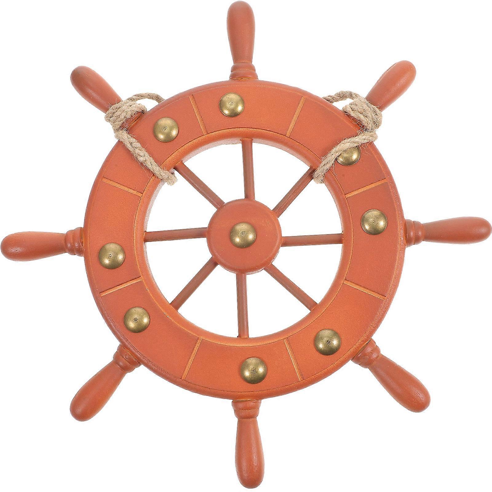 Mediterranean Style Hanging Rudder Decoration for Home Wall Decor Coffee Color Synthetic Material