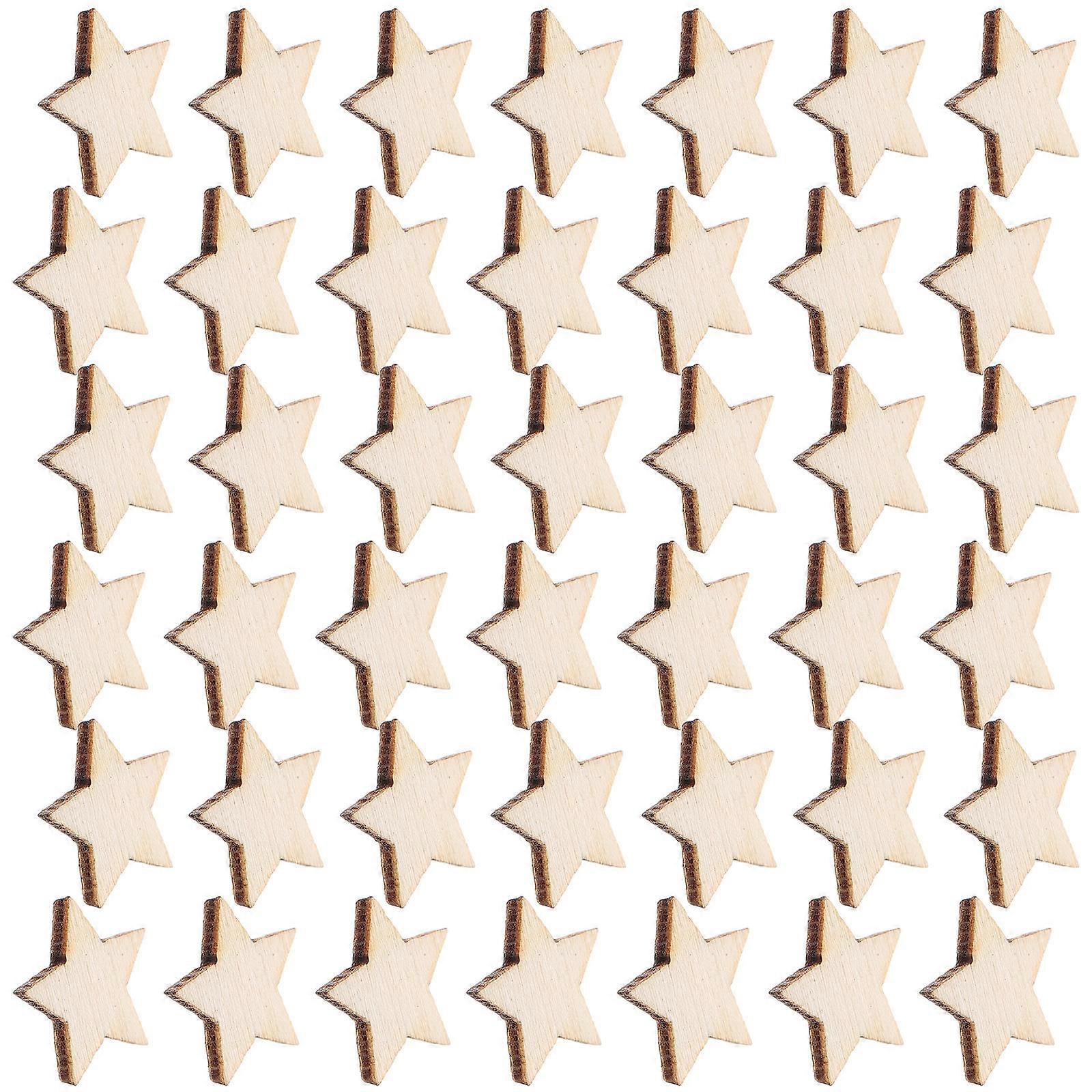 DIY Crafting 50Set Unfinished Wooden Stars Made from Natural Wood for Educational Activities Classroom Decoration Light Yellow Color