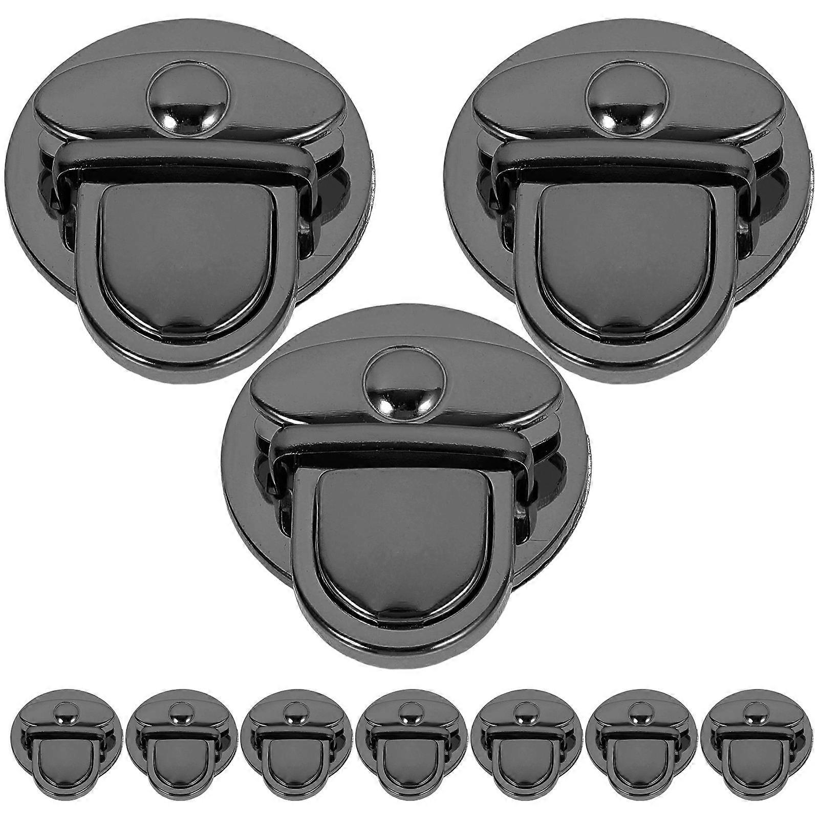 10Set Black Push Locks for DIY Bag Accessories Round Design Locking Hardware for