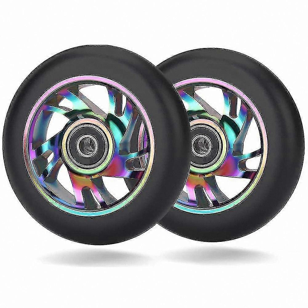 2 Pcs 100mm Scooter Replacement Wheels com rolamento de scooter dublê