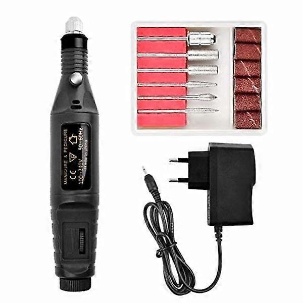 Lima de uñas eléctrica INF con 6 puntas, color negro