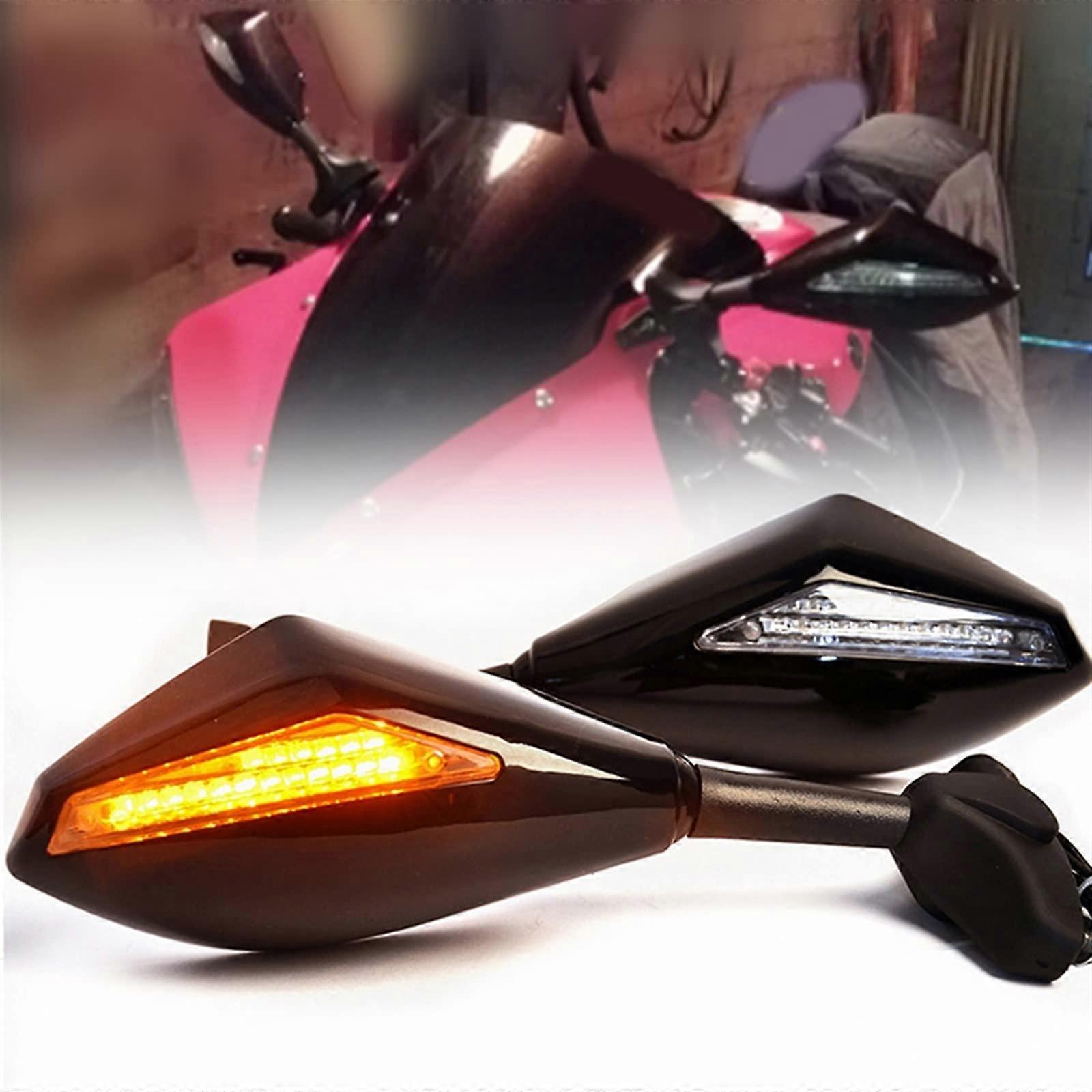 Gloss Black LED Turn Signal Mirrors Accessories for Yamaha YZF R1 R6 FZ1 FZ6 600R R3