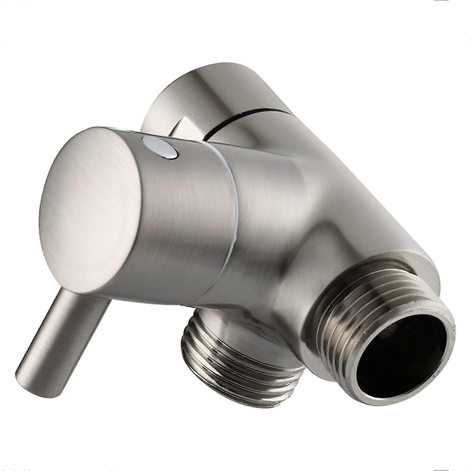 G 1/2 Connector Handheld Shower Head Fixed Spray Head Adapter Bathroom Shower Arm Replacement Modern Replacement Part 3 Way Faucet (Brushed)