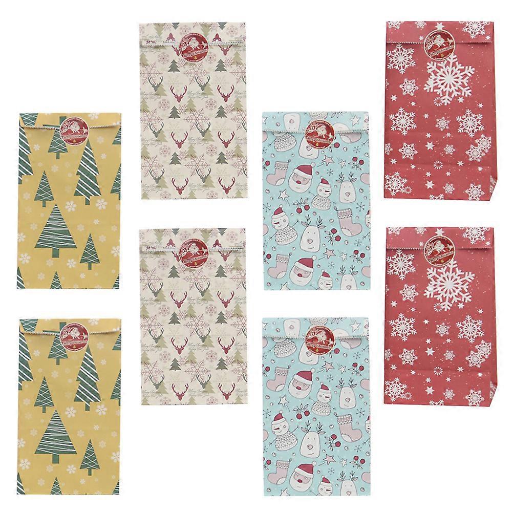 Assorted Color 24Pcs Square Bottom Food Bags Perfect For Holiday Snacks And Biscuits Oilproof Wrapping Paper