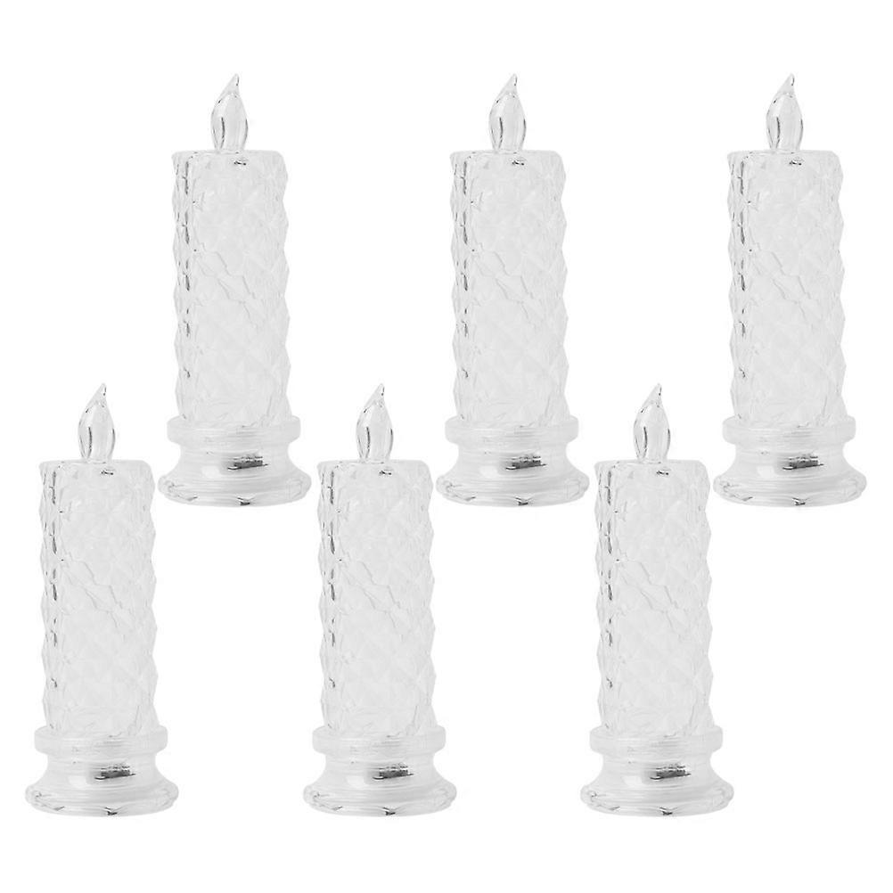 LED Candlesticks with Crystal Rose Design for Decor Material Clear Color 6 Pieces