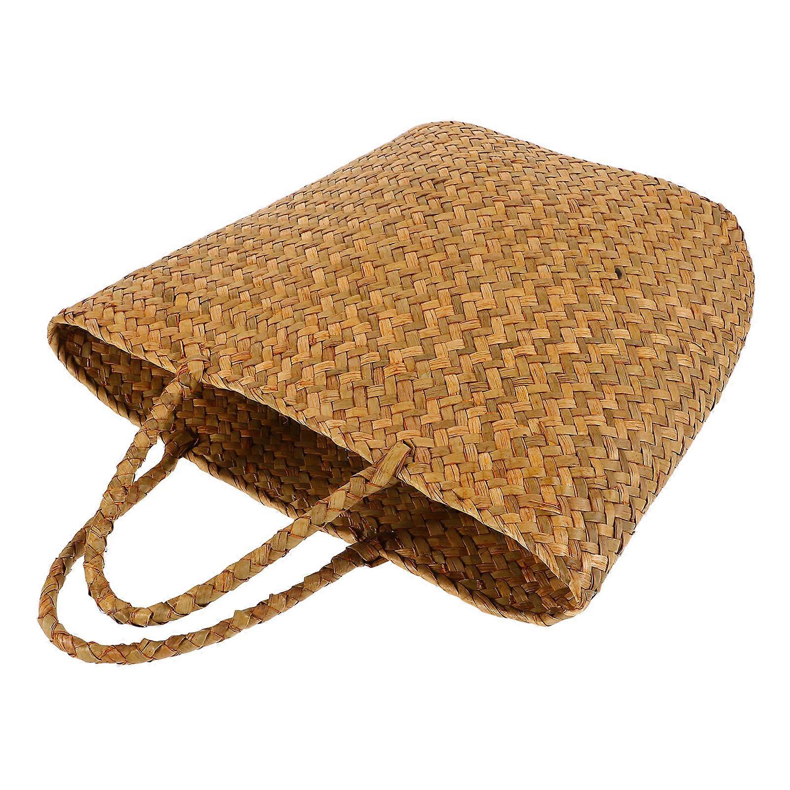 Handwoven Tote Bag with Handle for Women Use Light Brown Rustic Style
