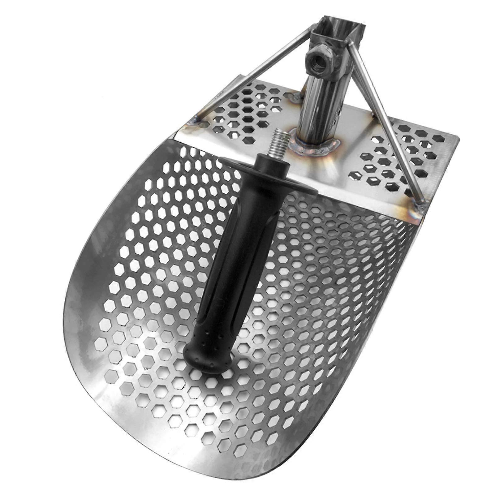 Beach Diving Sand Shovel with Plastic Handle, Stainless Steel, Quick Strainer Tool (Silver)