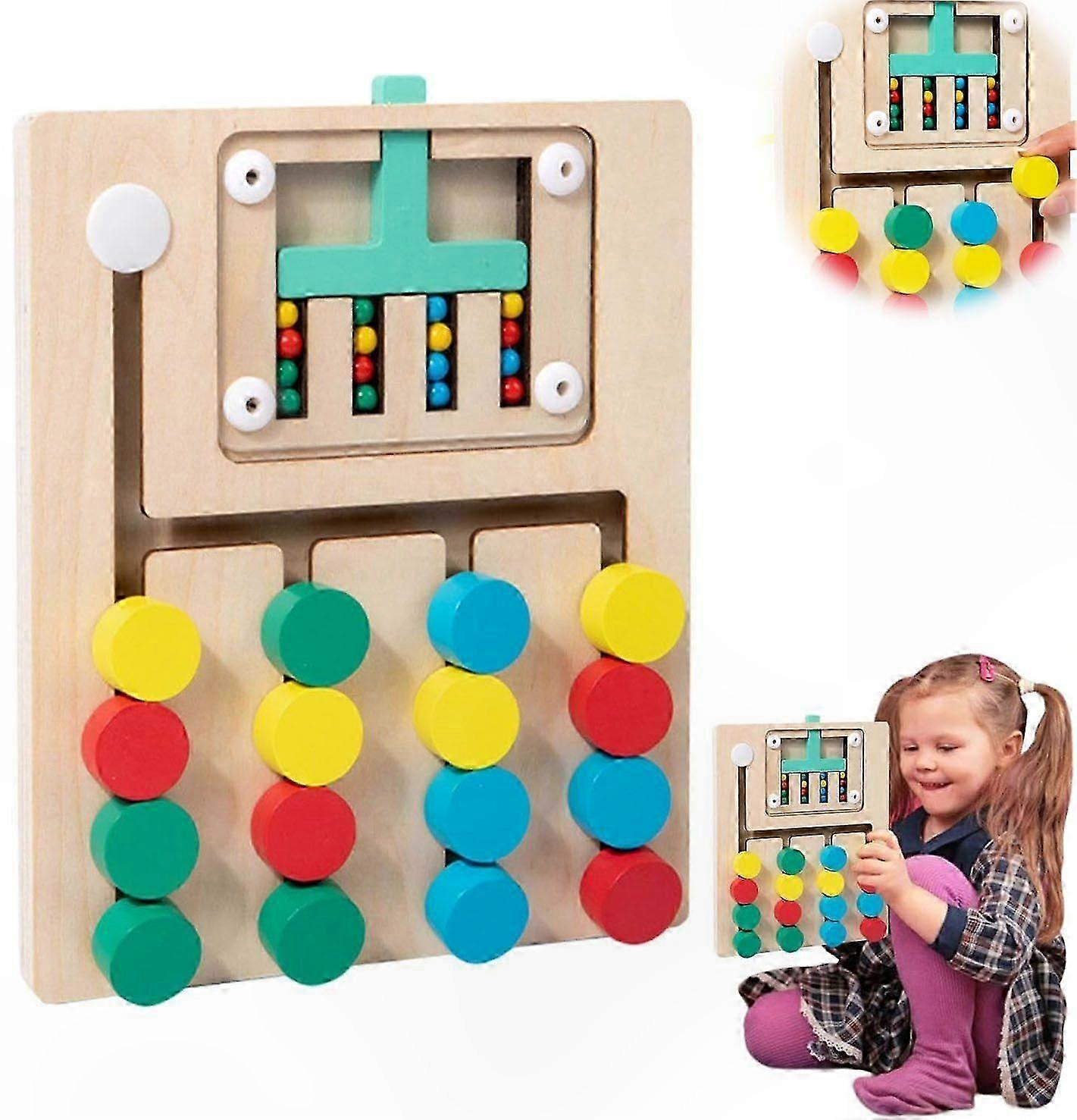 Wooden Maze Sliding Puzzle in 4 Colors: Fun Brain Teaser for All Ages