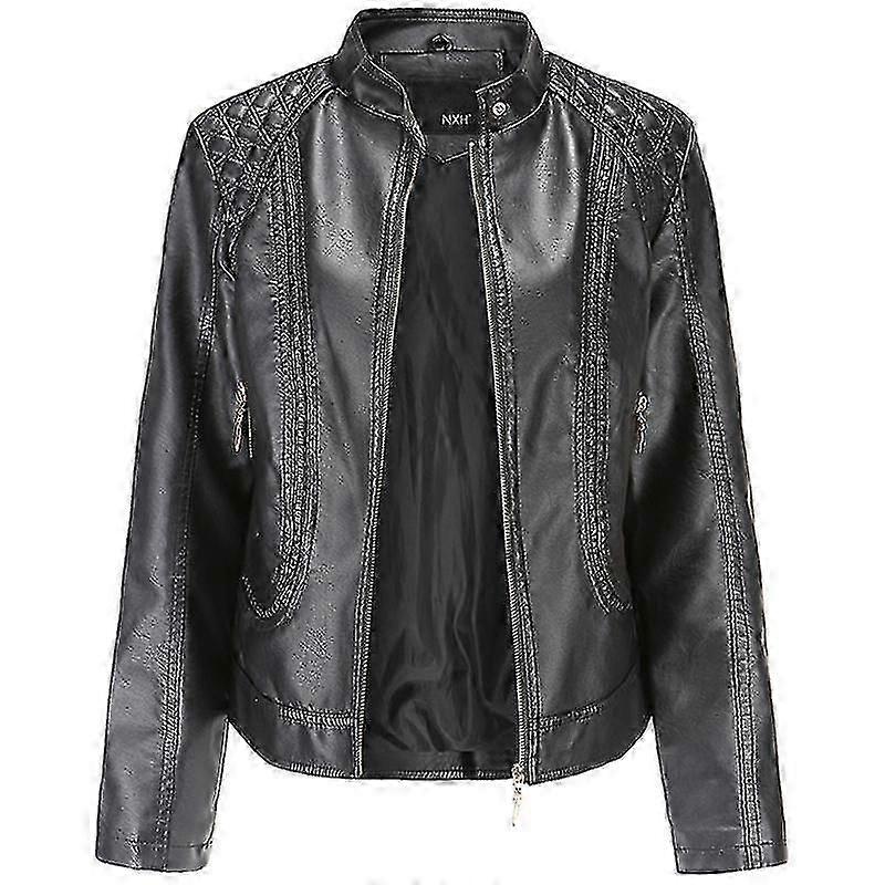 Kvinnor Läder Biker Jacka Kappa